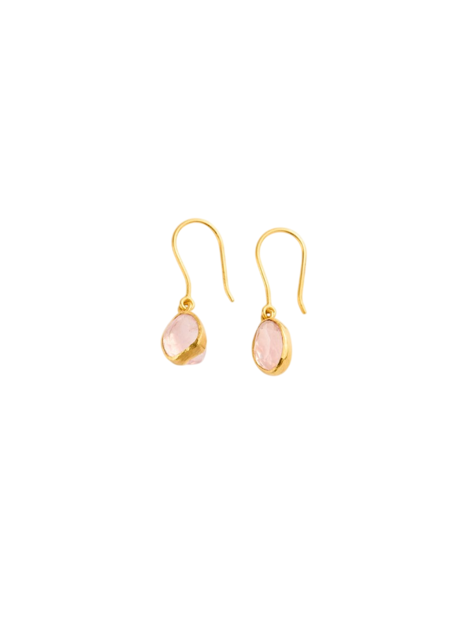 18kt Gold Carnival Rose Quartz Drop Earrings