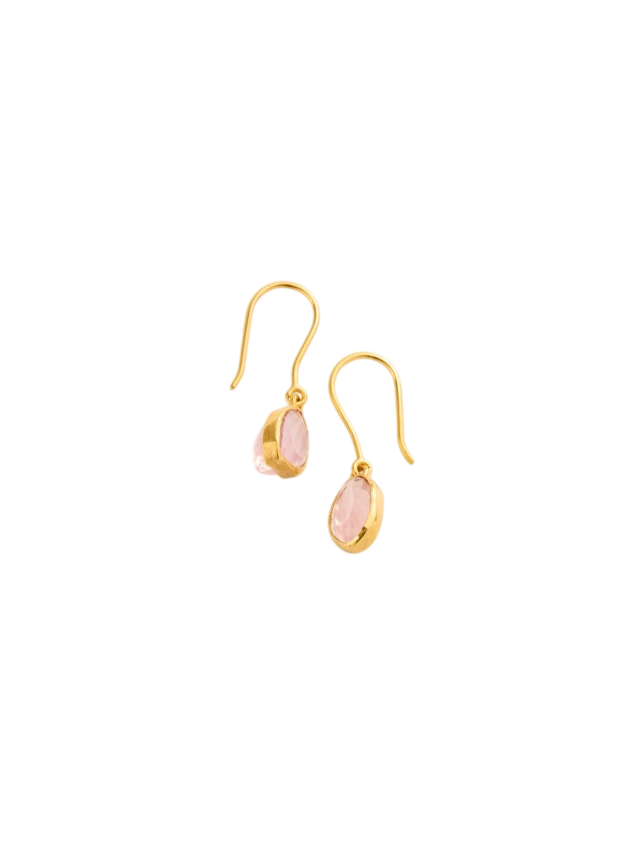 18kt Gold Carnival Rose Quartz Drop Earrings