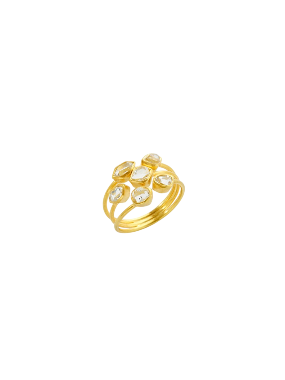 18kt Gold Herkimer Diamond Small Almost Ring