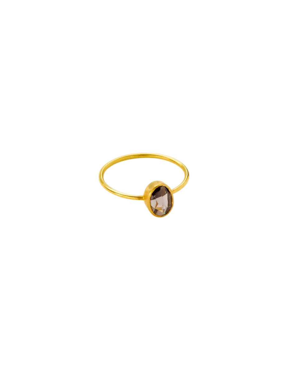 18kt Gold PSTM Myanmar Grey Spinel Oval Cup Ring