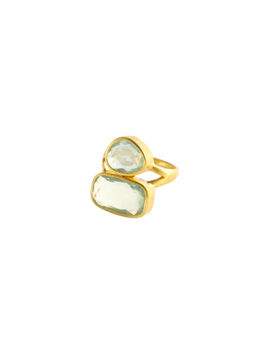 18kt Gold Aquamarine Double Greek Ring
