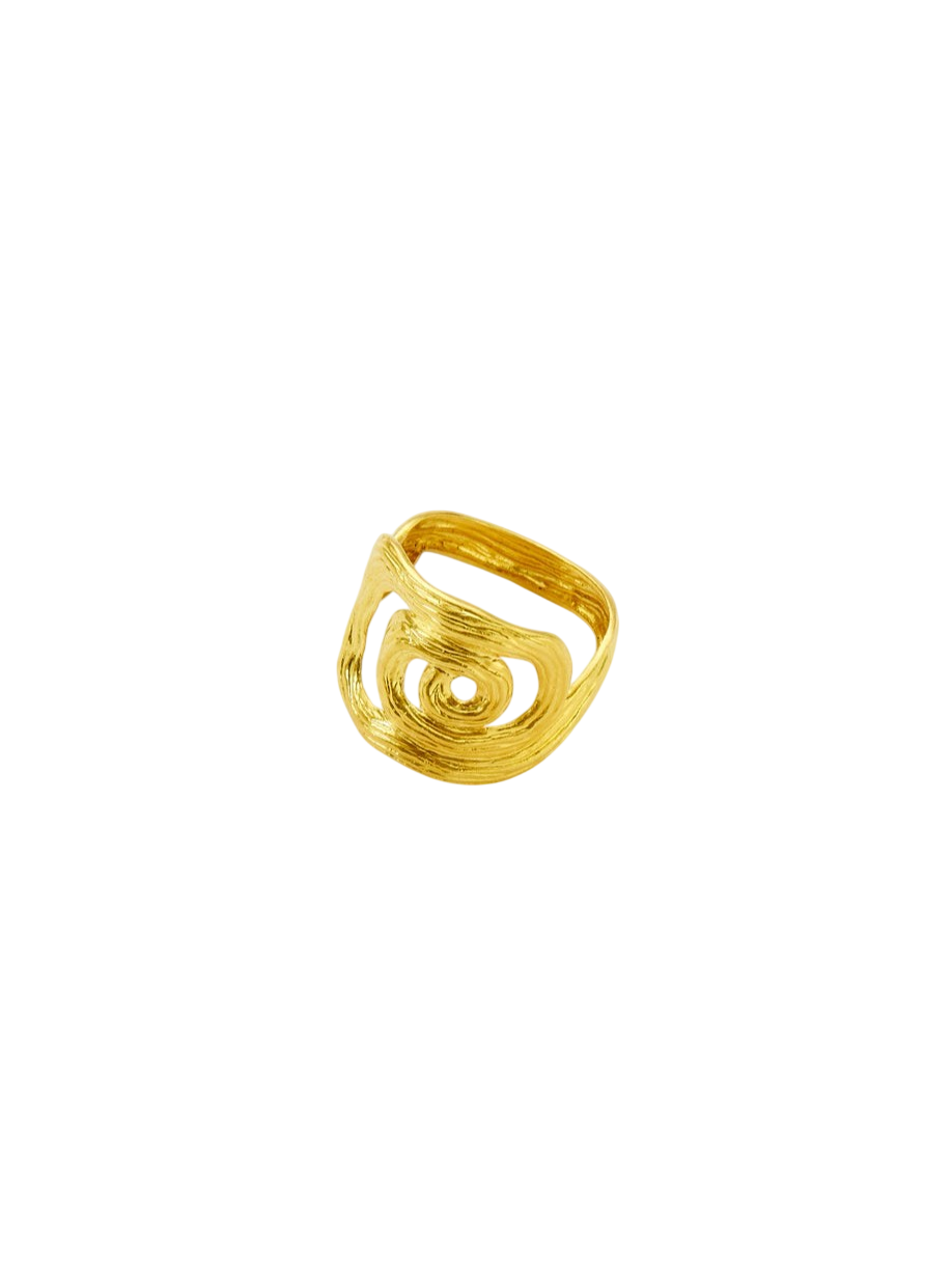 18kt Gold PSTM Myanmar Poseidon's Waves Square Ring