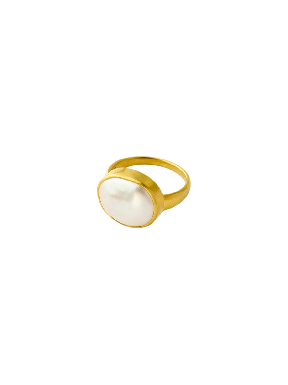 18kt Gold Aphrodite's White Pearl Greek Ring