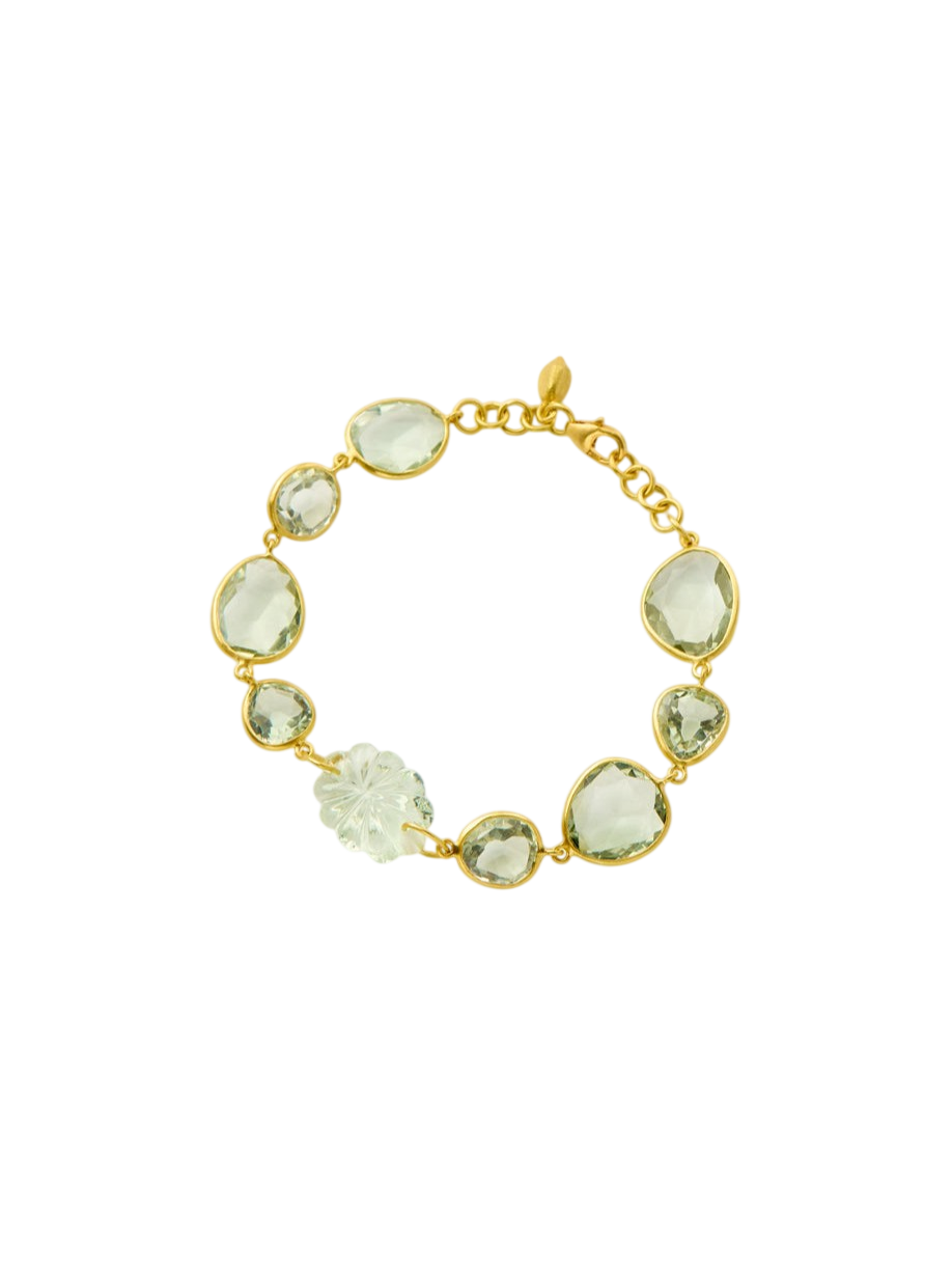 18kt Gold Carnival Green Amethyst Full Stone Bracelet photo