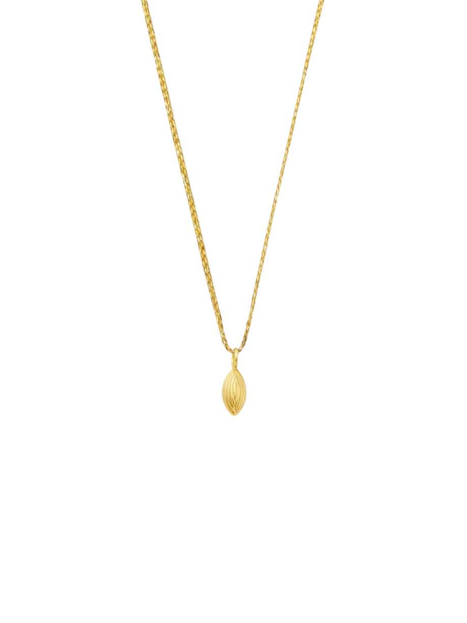 18kt Gold Seed Pendant on Cord