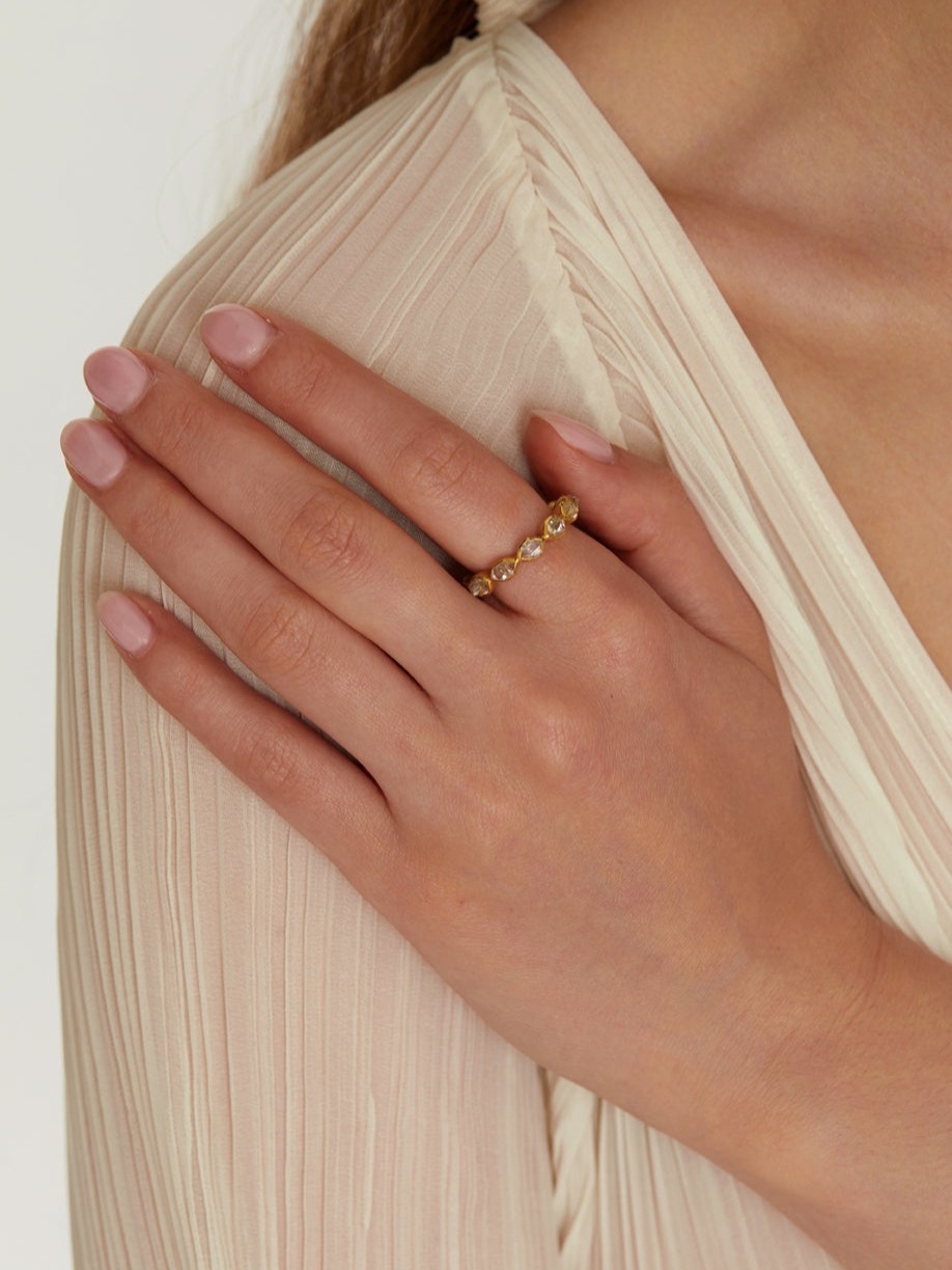 18kt Gold Herkimer Diamond Eternity Ring
