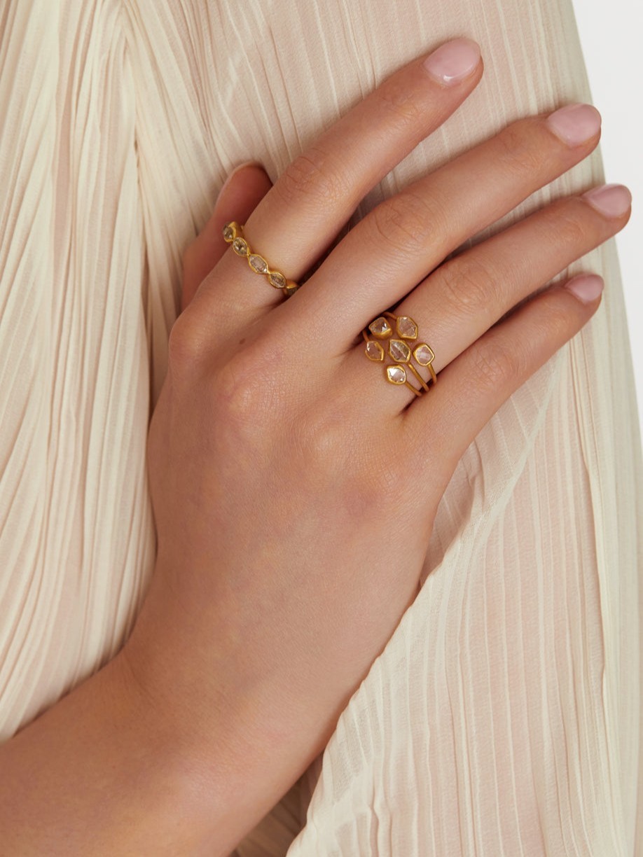18kt Gold Herkimer Diamond Eternity Ring