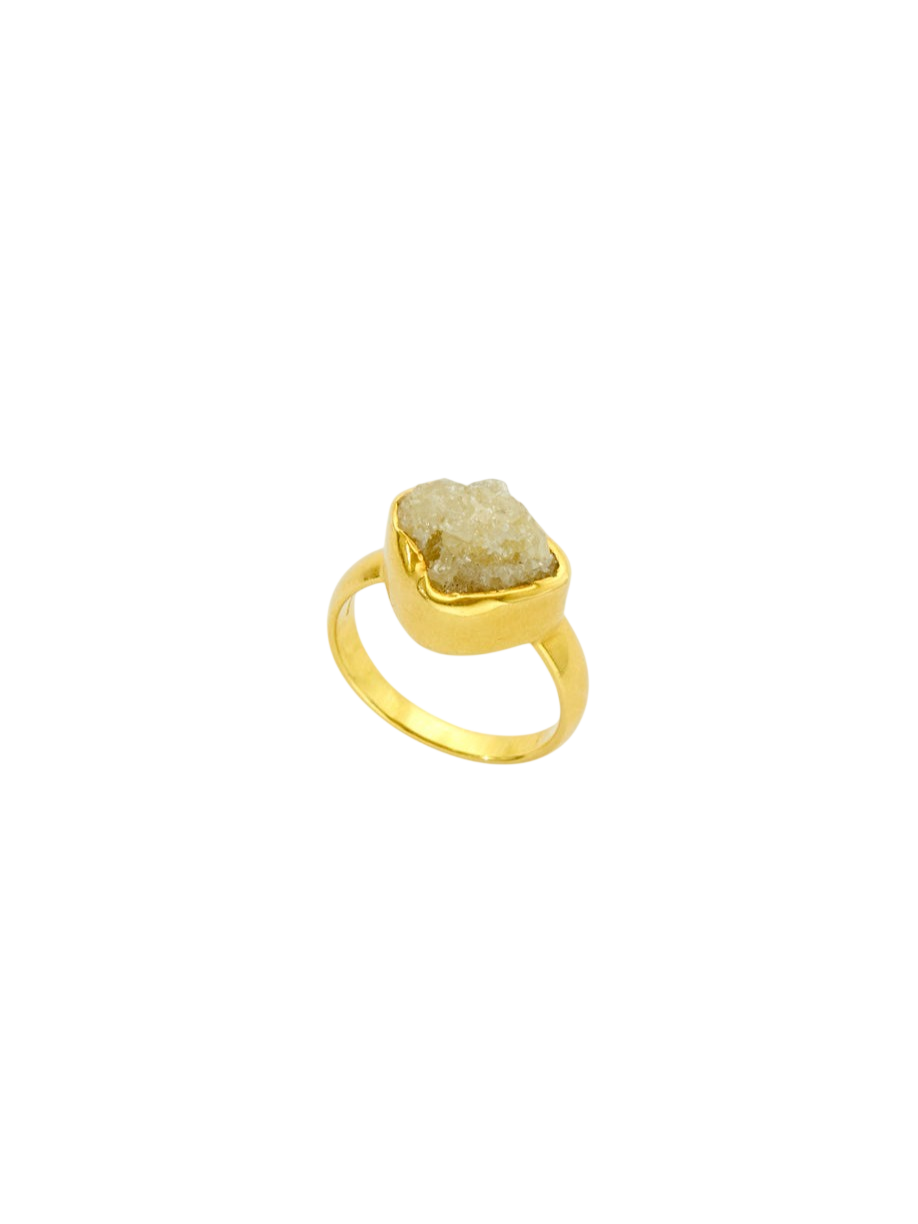 18kt Gold Diamond Rough Cut Greek Ring