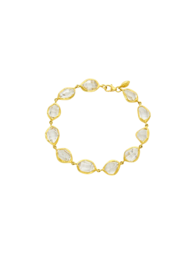18kt Gold Herkimer Diamond Full Stone Bracelet