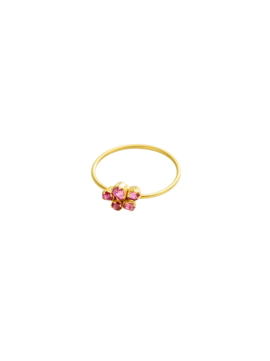 18kt Gold PSTM Myanmar Ruby Cluster Ring
