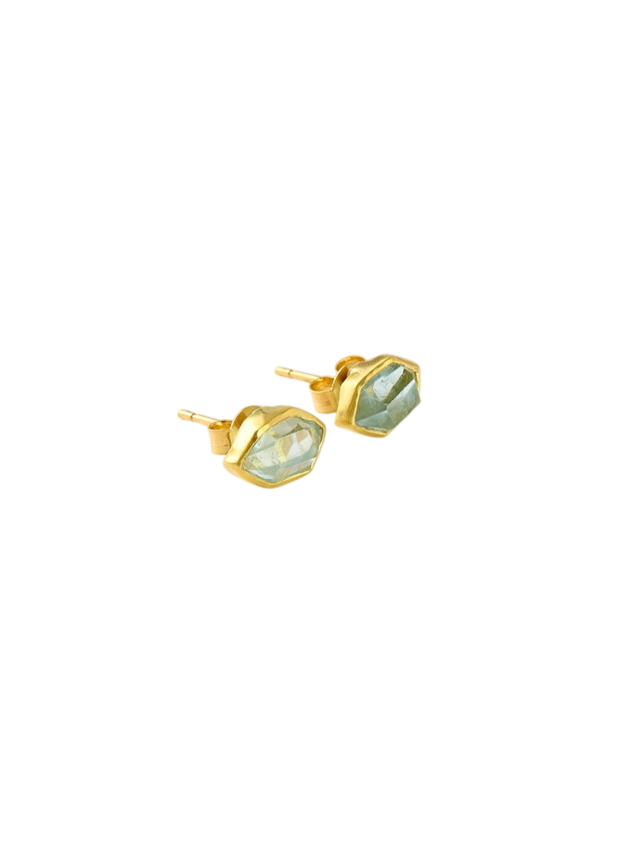 18kt Gold Cerulean Aquamarine Classic Studs