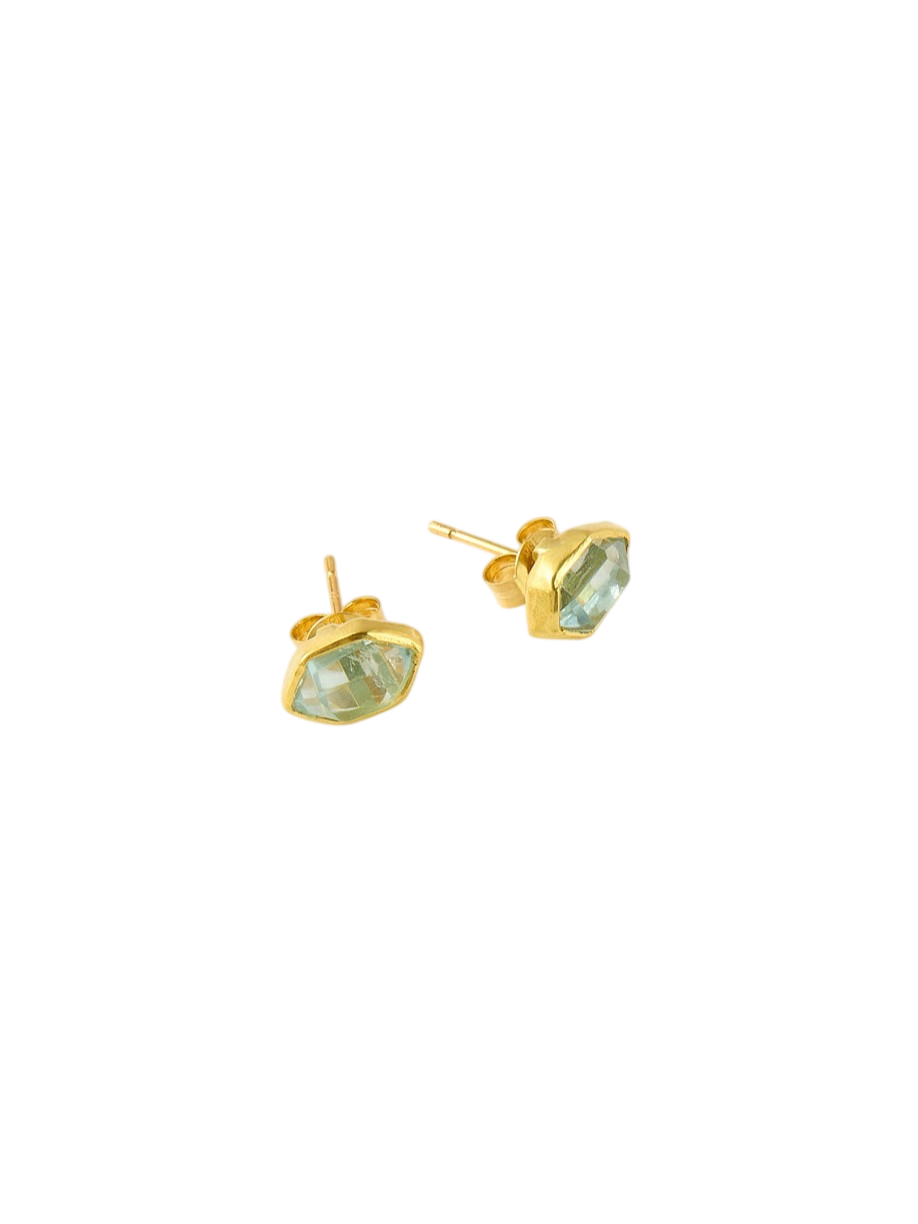 18kt Gold Cerulean Aquamarine Classic Studs