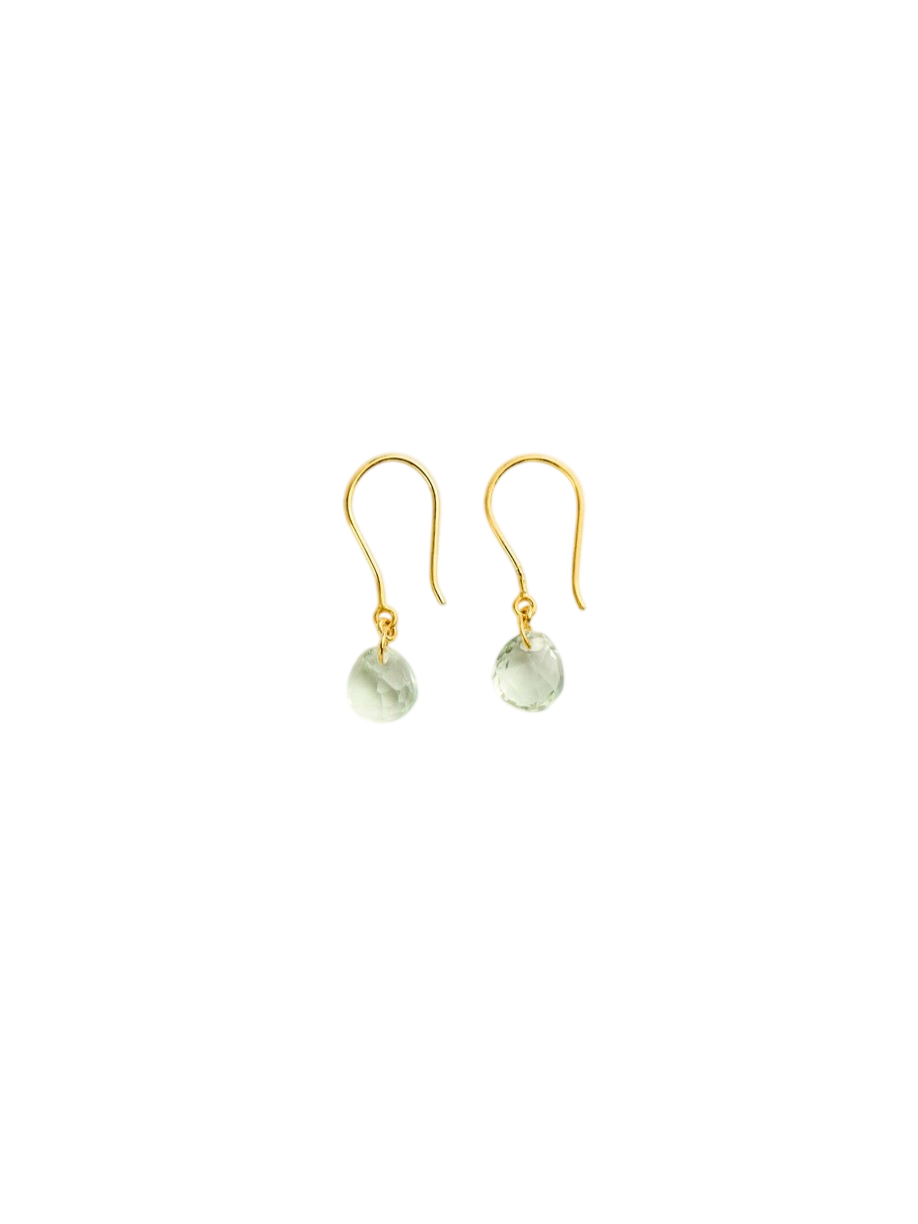 18kt Gold Carnival Green Amethyst Single Drop Earrings photo