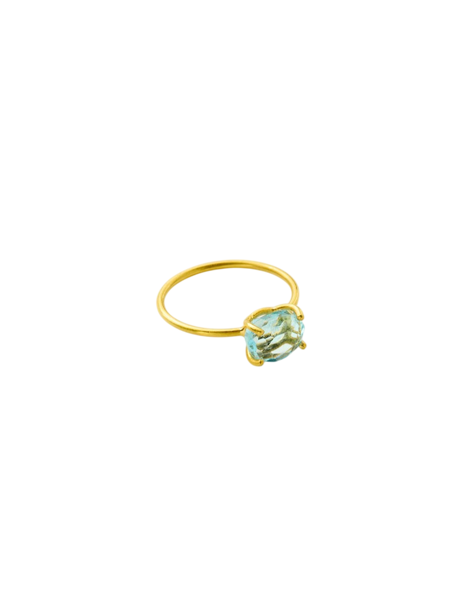 18kt Gold Carnival Aquamarine Claw Set Cup Ring