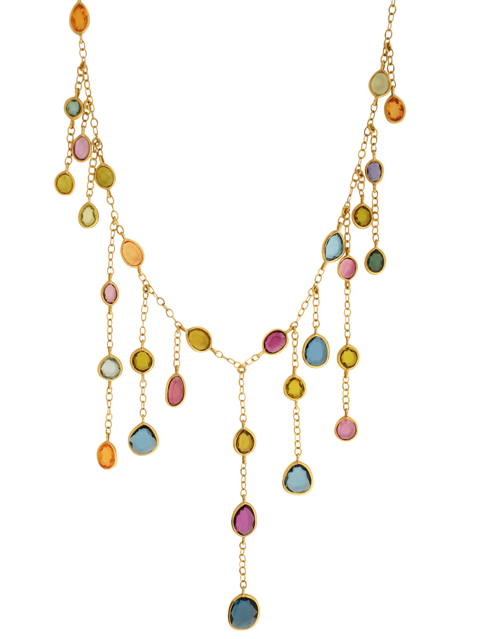 18kt gold mixed tourmalines new day waterfall necklace