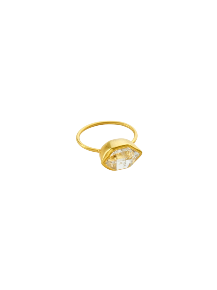 18kt Gold Herkimer Metamorphic Cup Ring