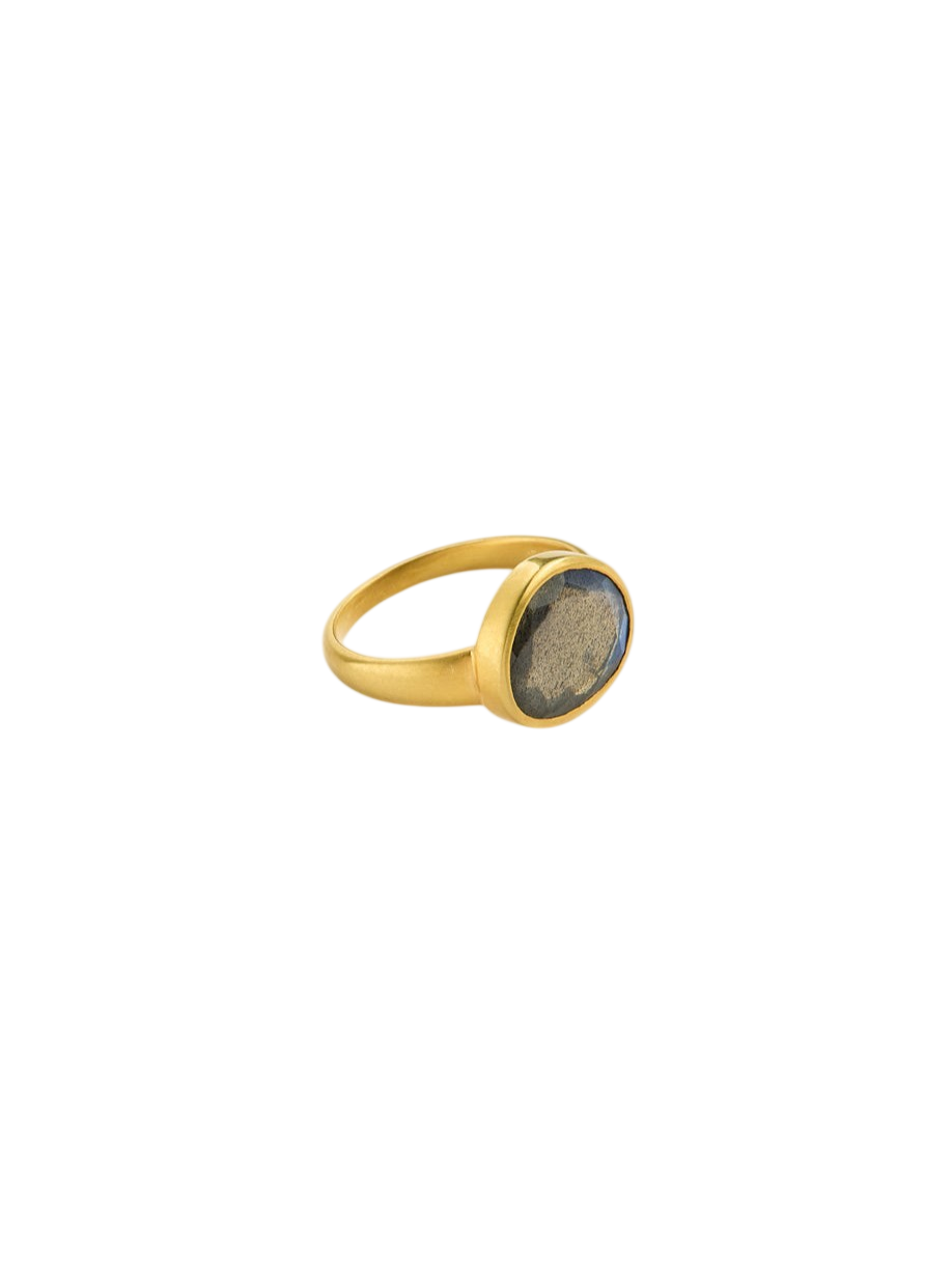 18kt Gold Labradorite Greek Ring