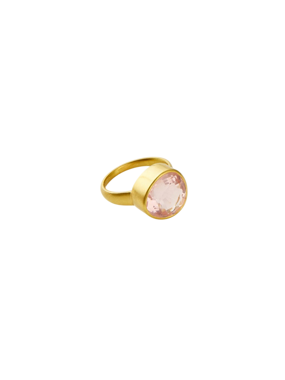 18kt Gold Koh-i-Noor Rose Quartz Greek Ring