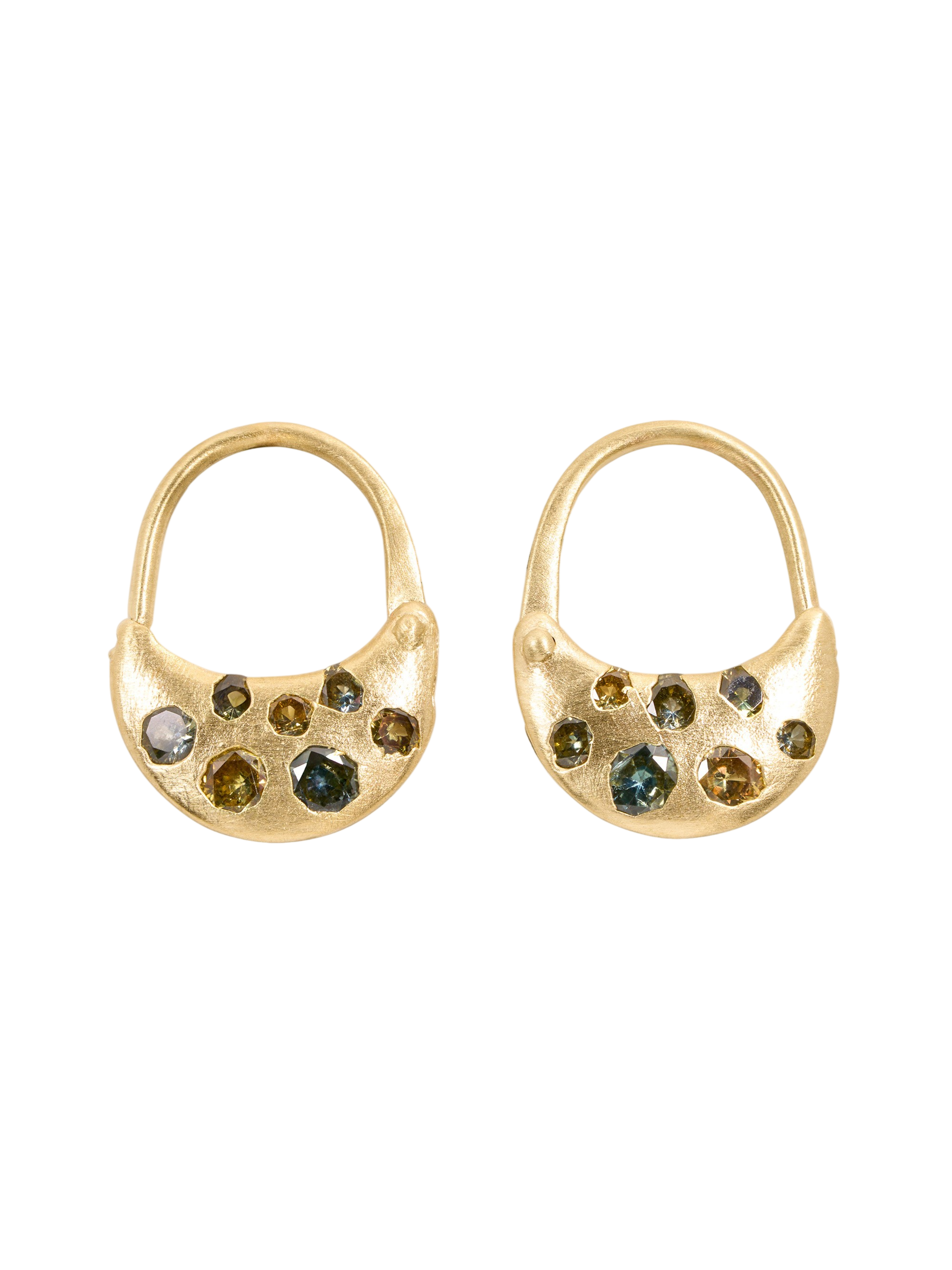 Short Green Safety Pin Earrings photo