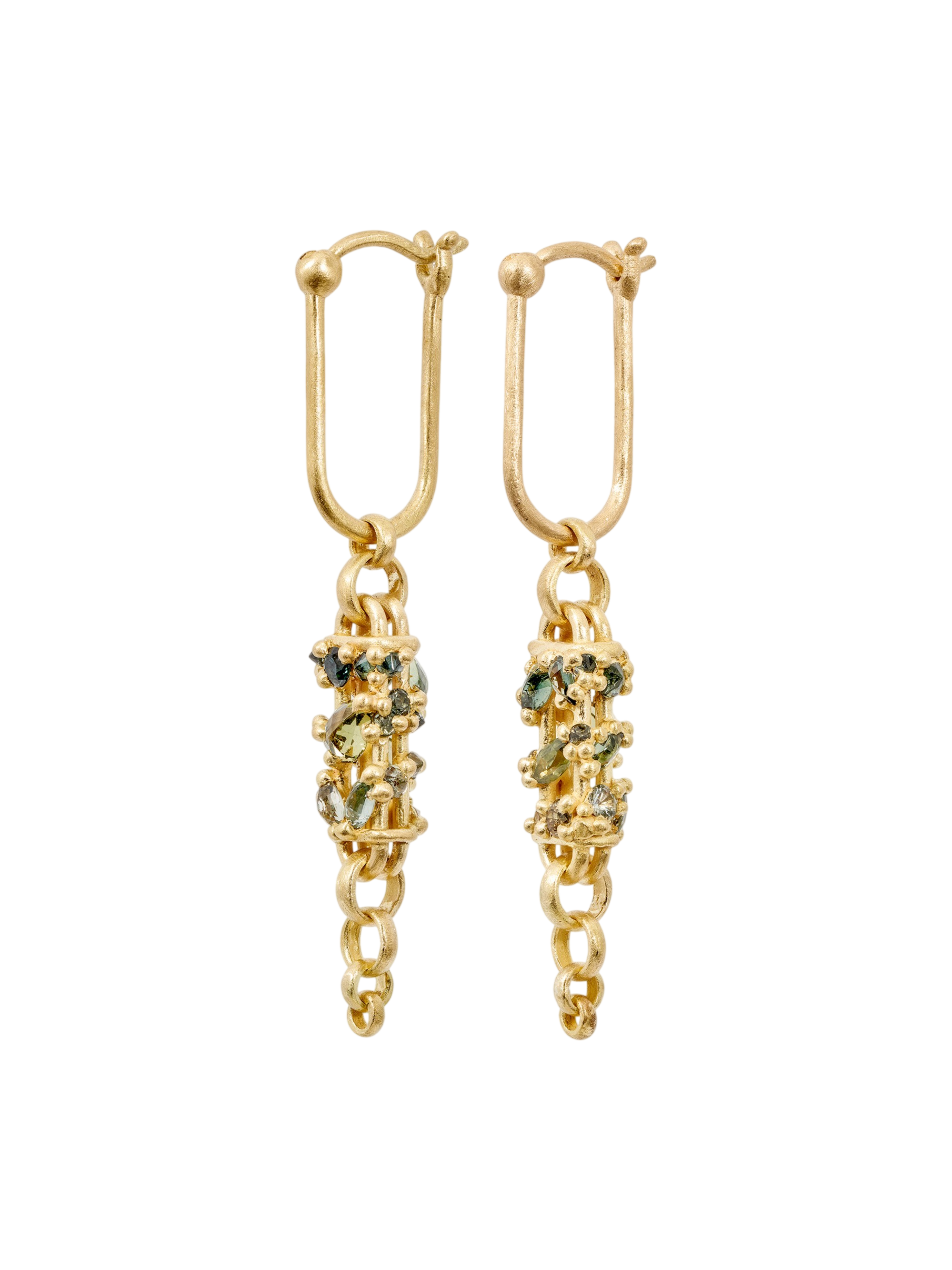 Long Green Fontaine Earrings