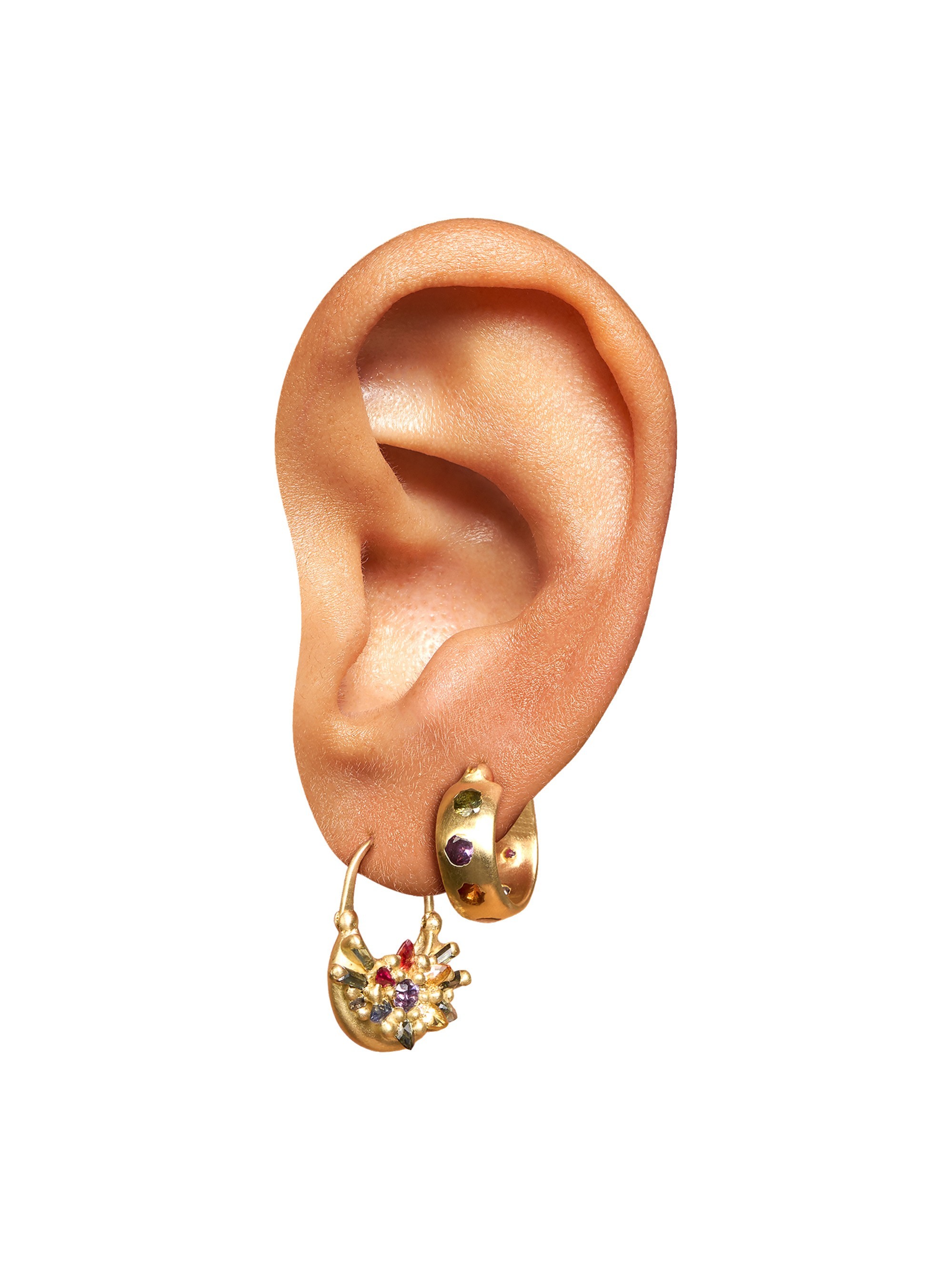 Rainbow Celeste Chubby Hoop Earrings