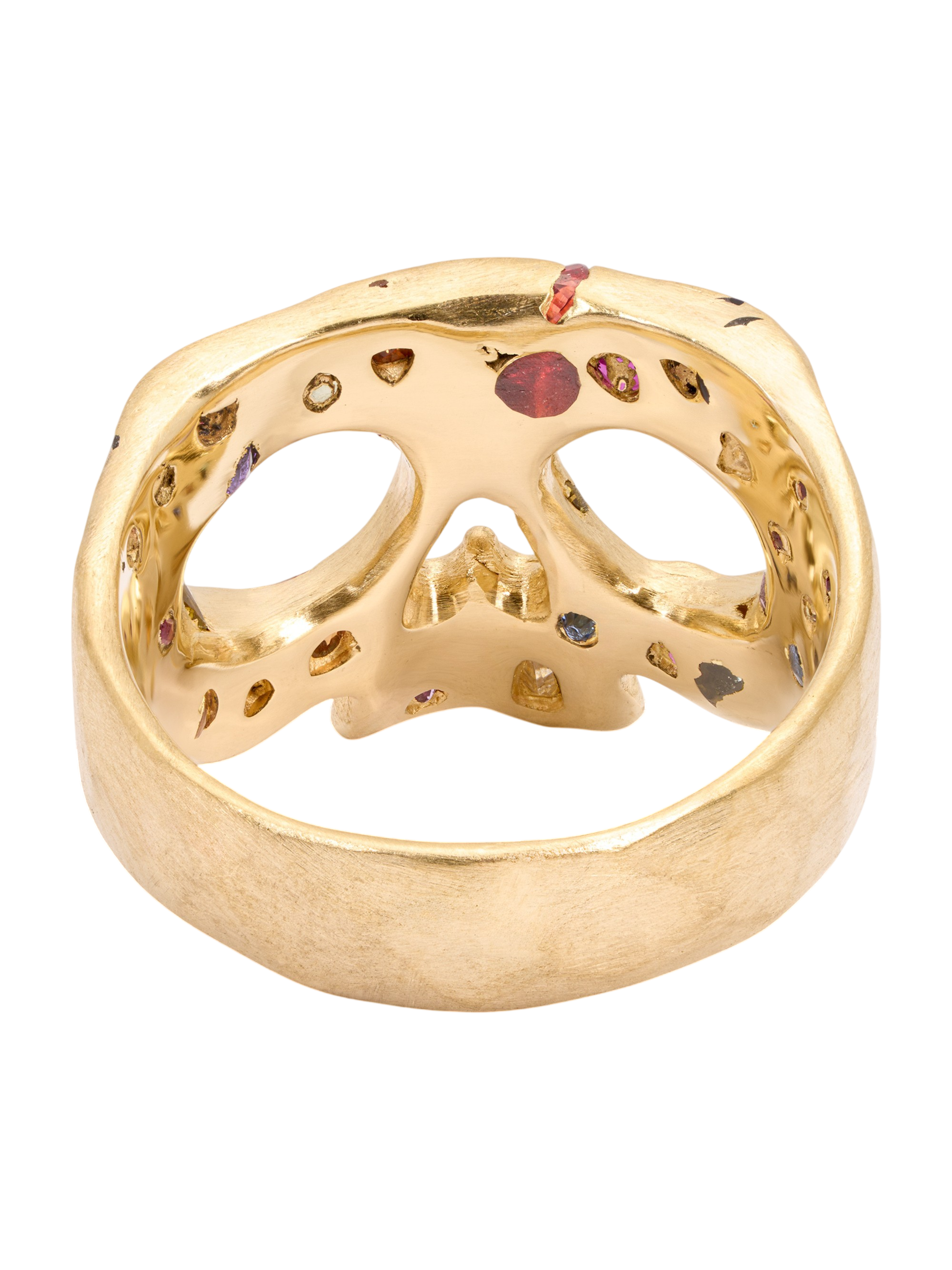 Extra Small Rainbow Confetti Skull Ring