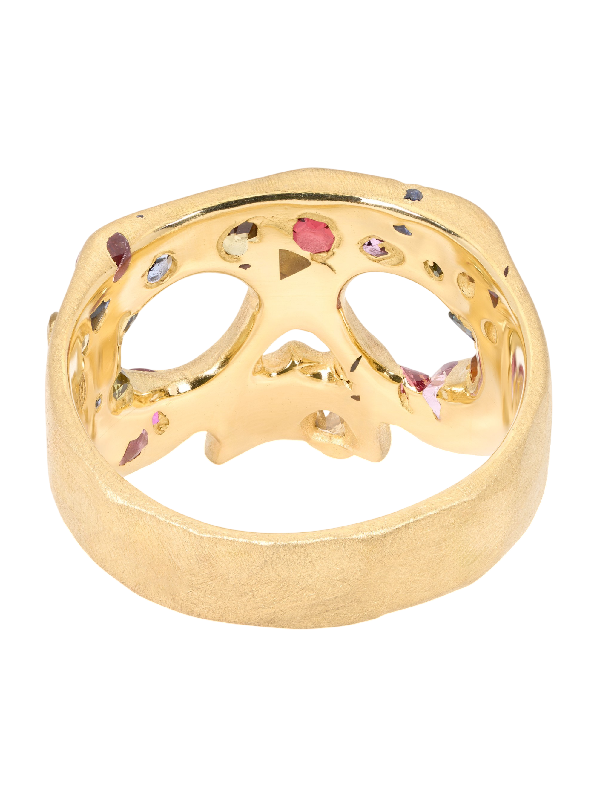Extra Small Rainbow Confetti Skull Ring