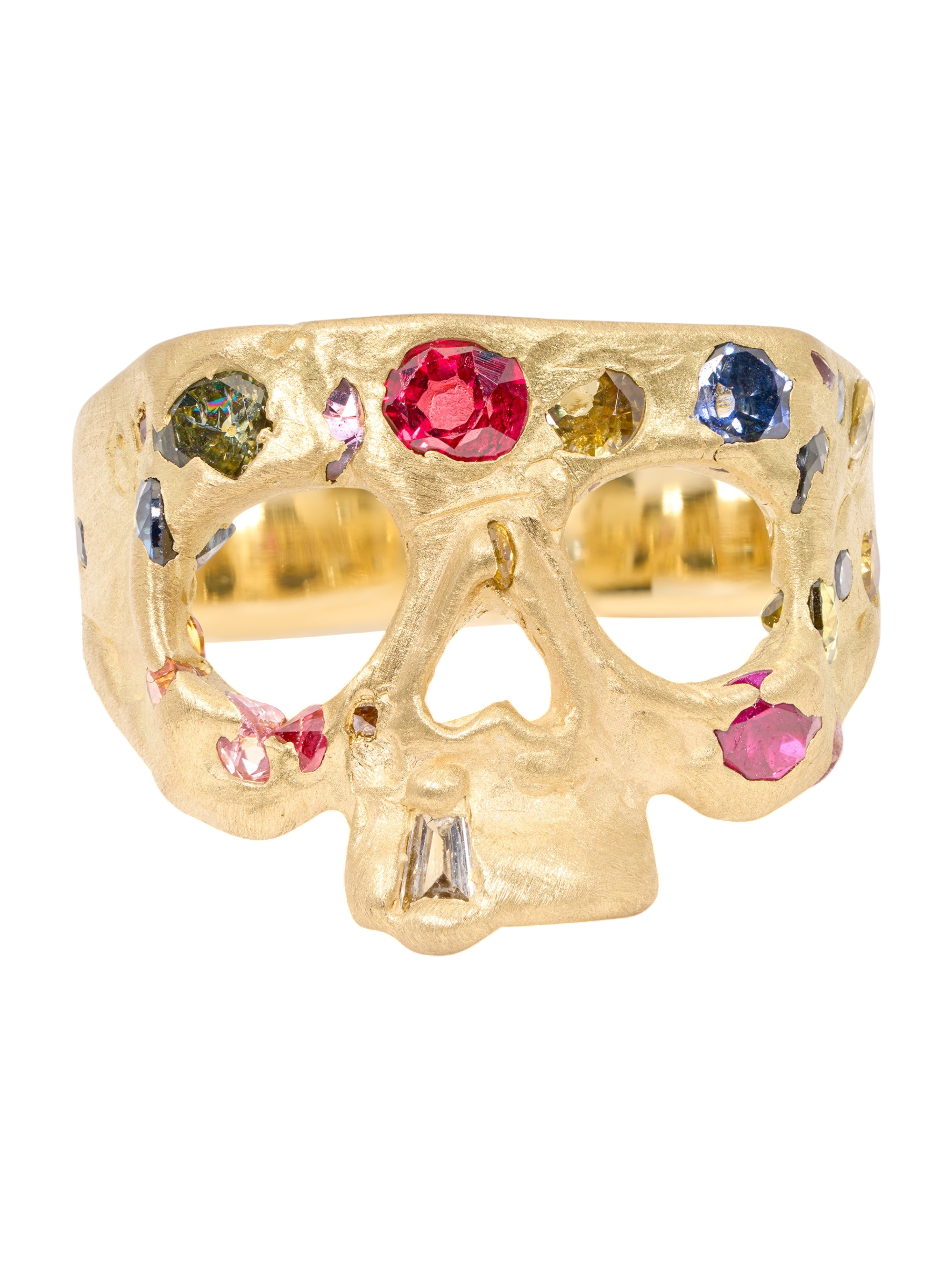 Extra Small Rainbow Confetti Skull Ring photo