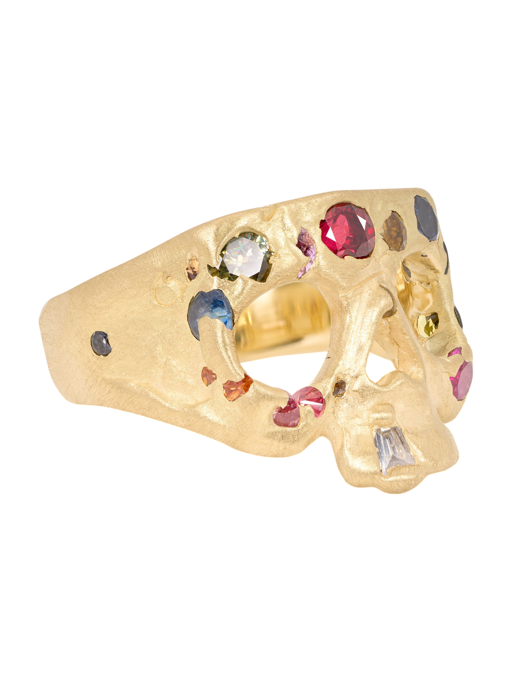 Extra Small Rainbow Confetti Skull Ring