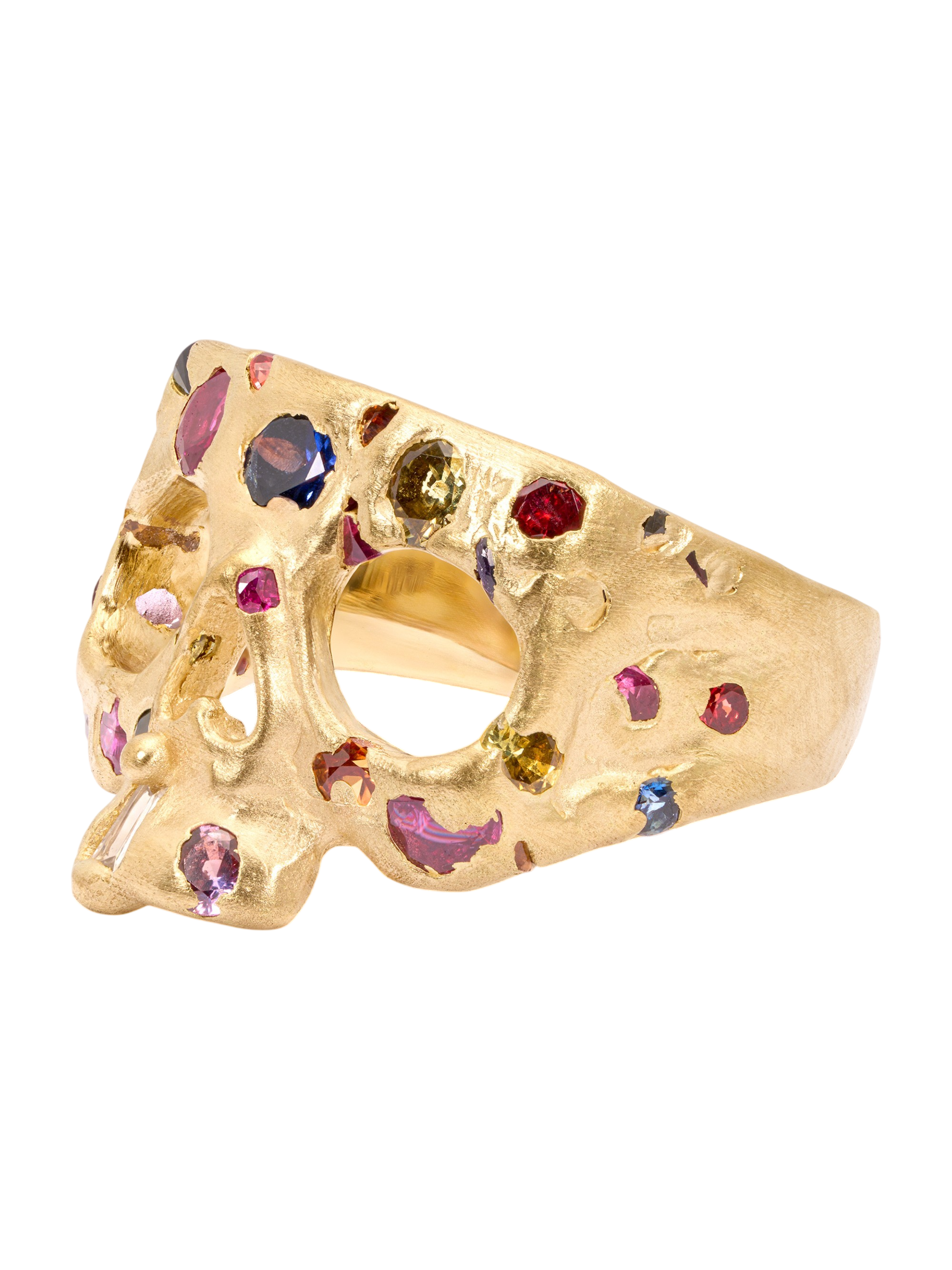 Extra Small Rainbow Confetti Skull Ring