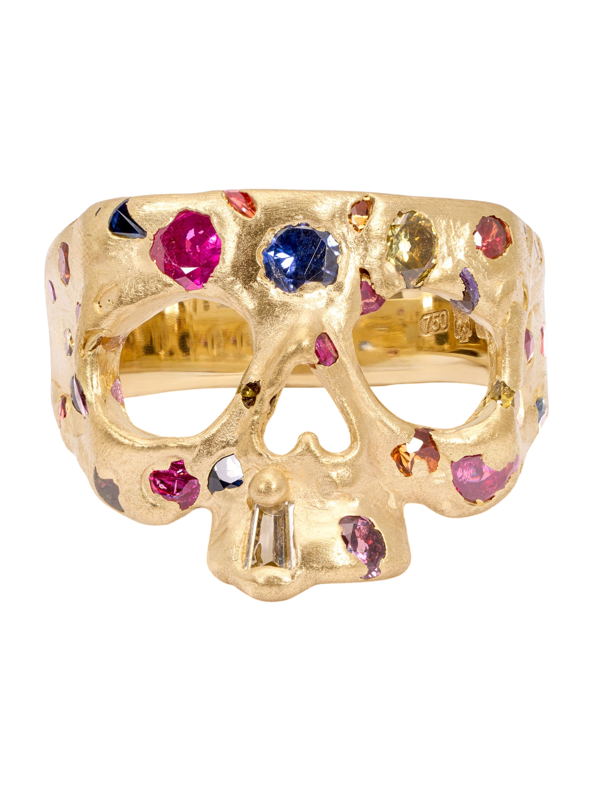 Extra Small Rainbow Confetti Skull Ring