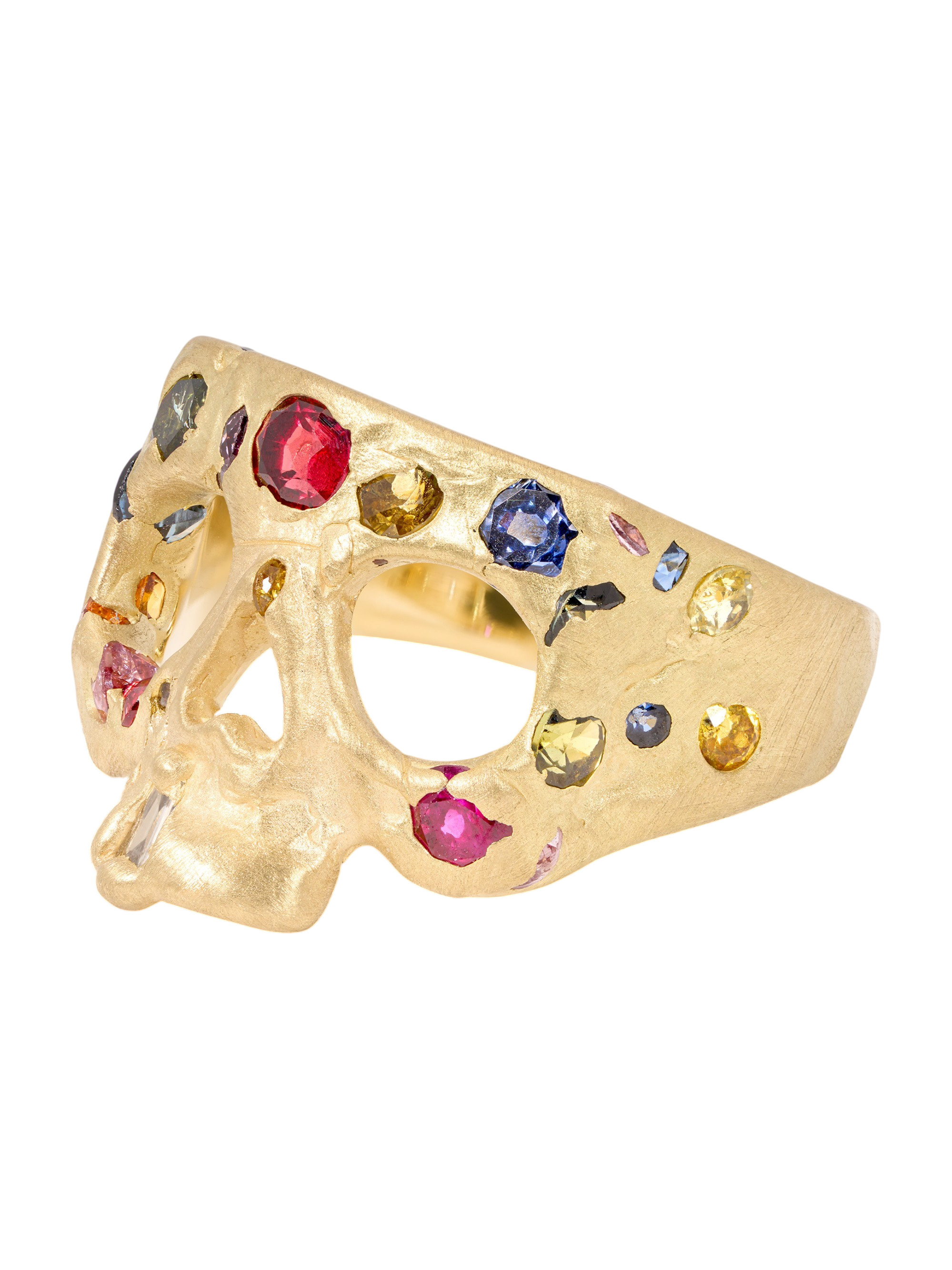 Extra Small Rainbow Confetti Skull Ring