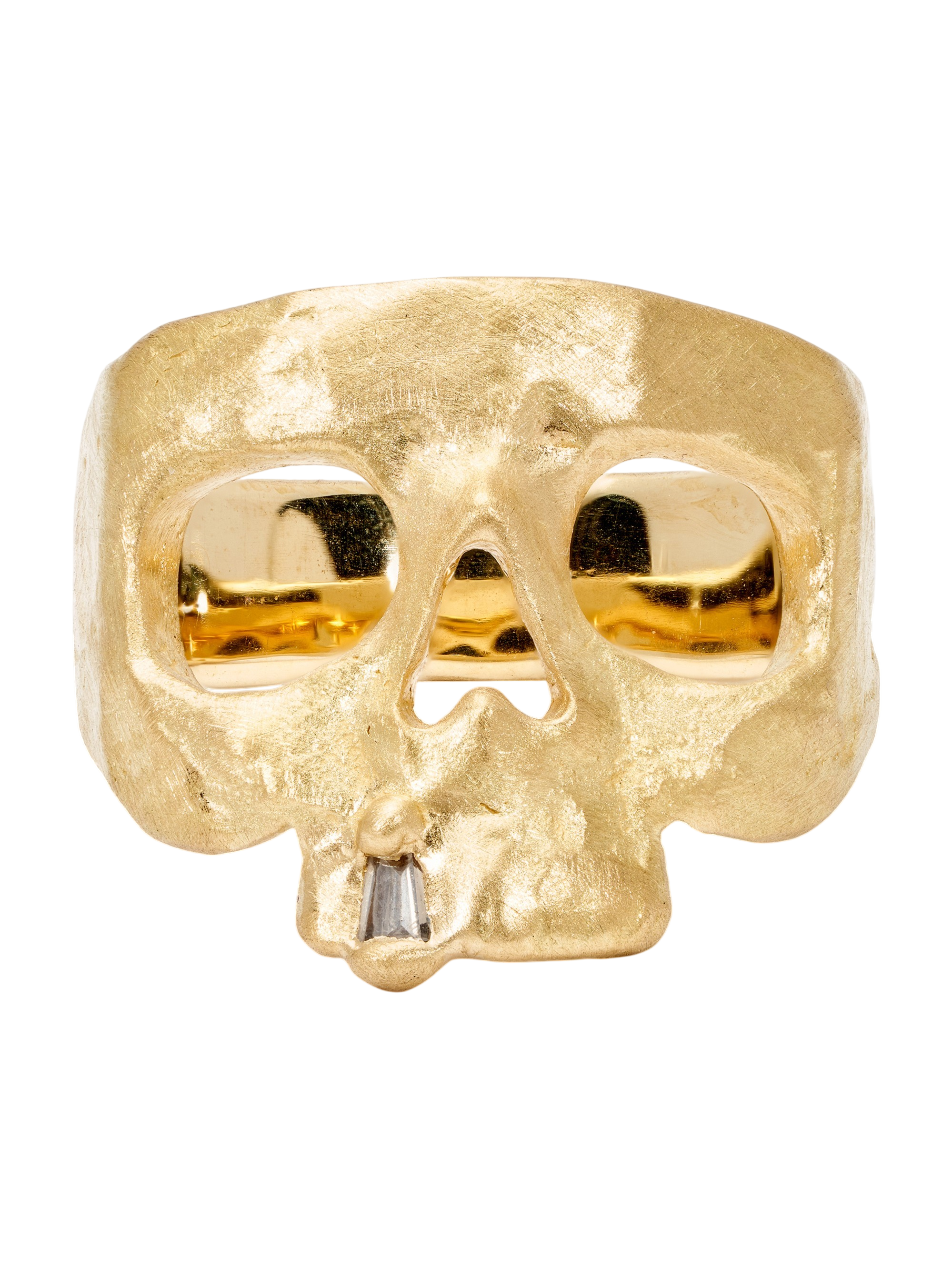 Extra Small Diamond Snaggletooth Skull Ring photo