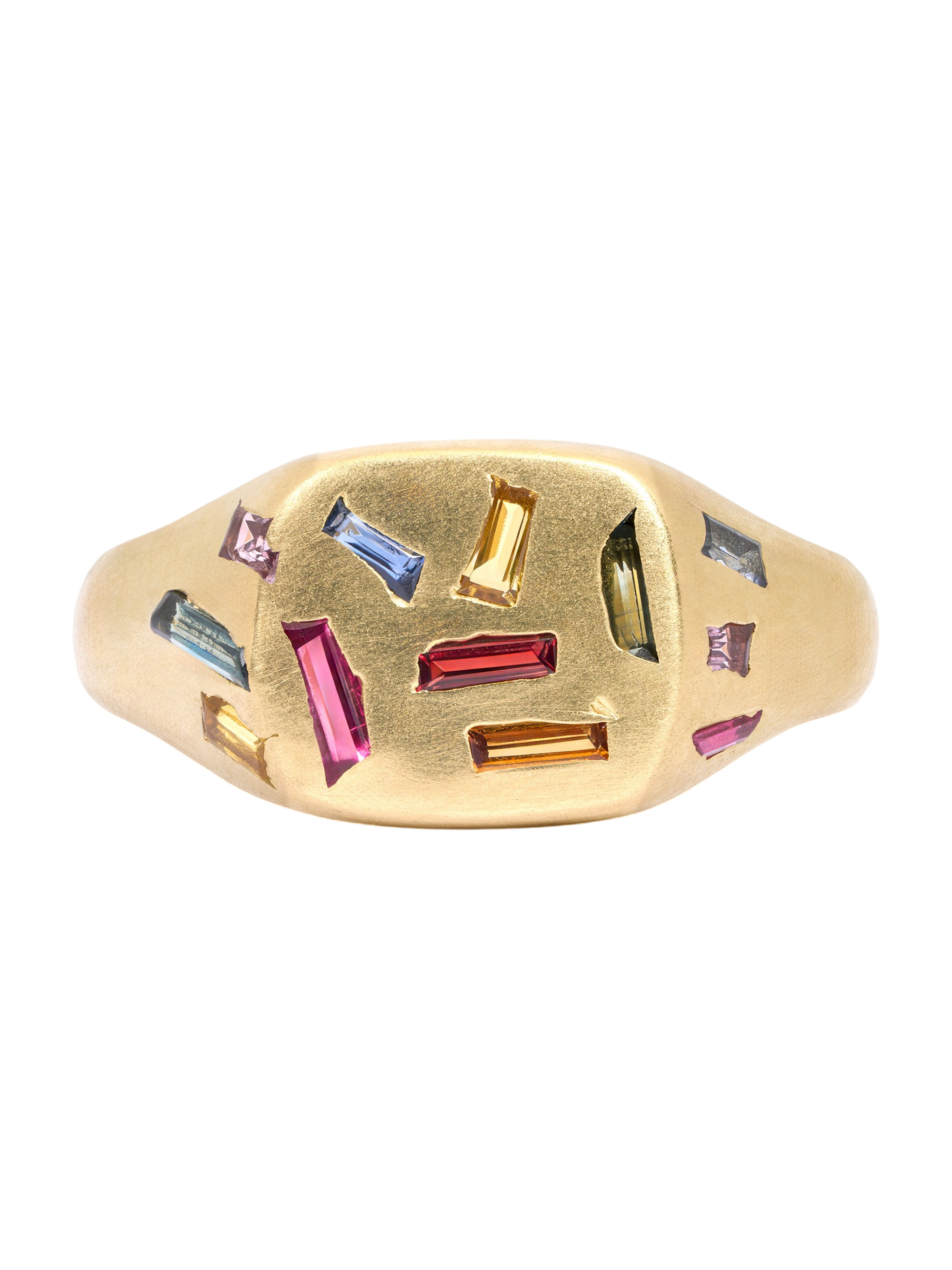 Rainbow Baguette Square Signet Ring photo