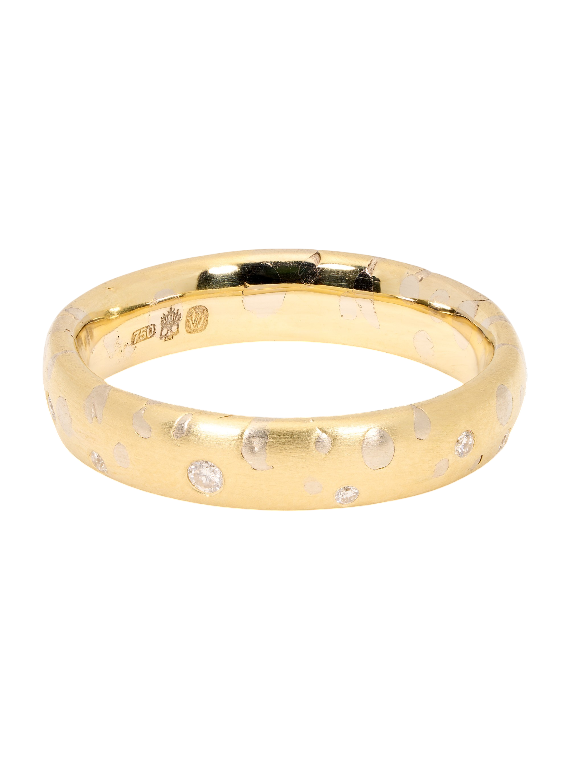 White Grain Ring with Diamonds