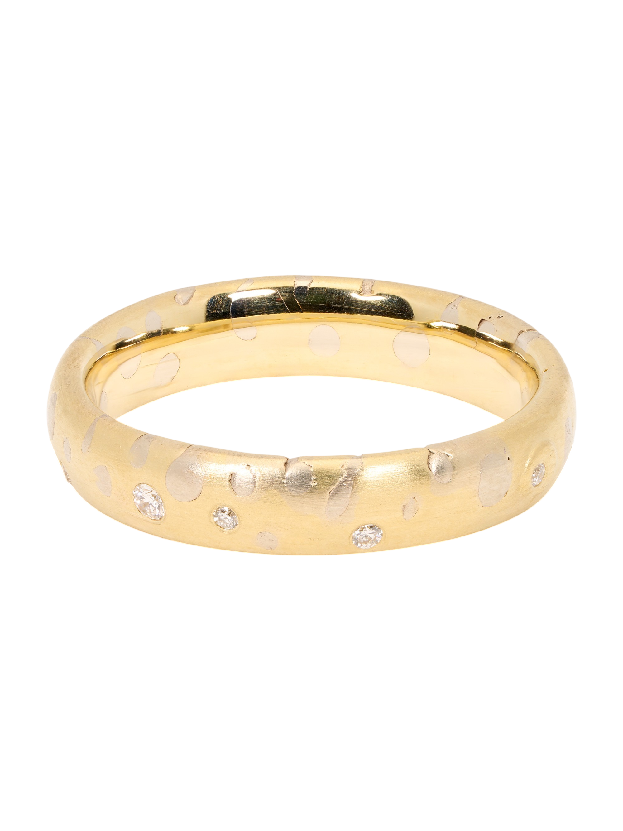 White Grain Ring with Diamonds