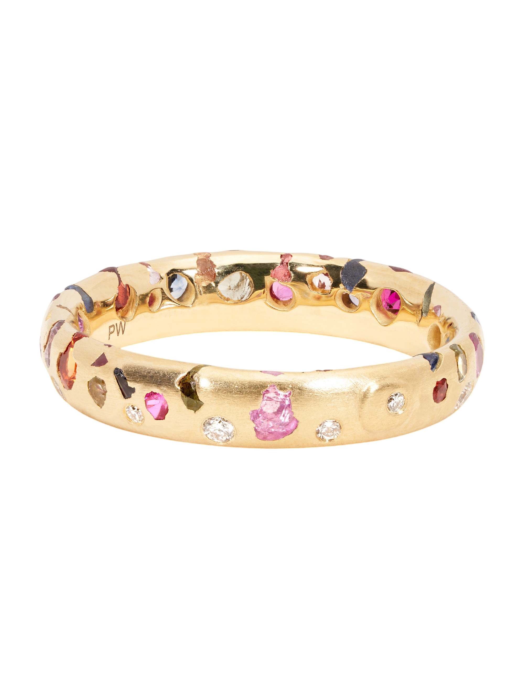 Rainbow Confetti Ring with Diamonds