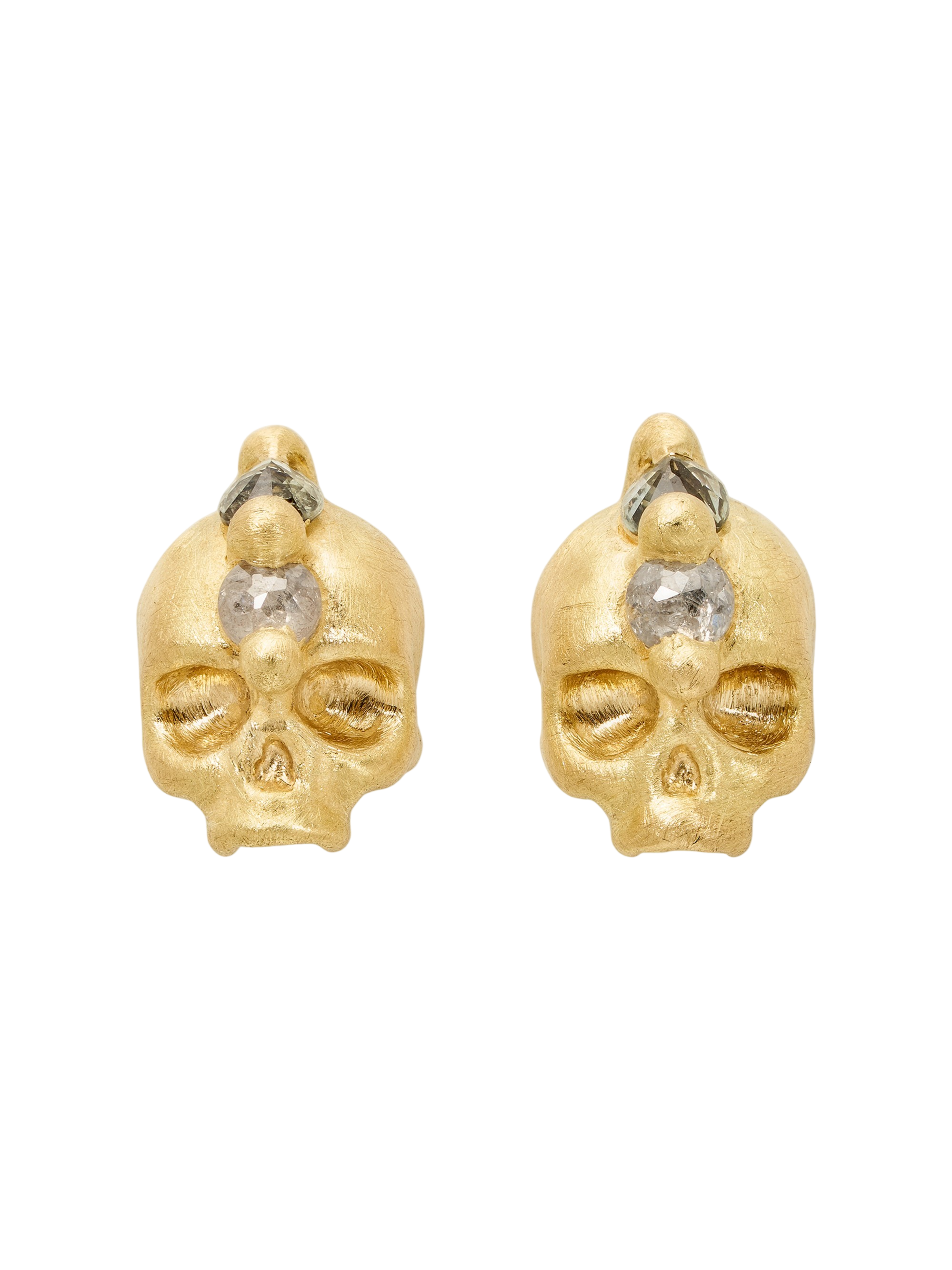 Green Island of Idols Skull Stud Earrings photo