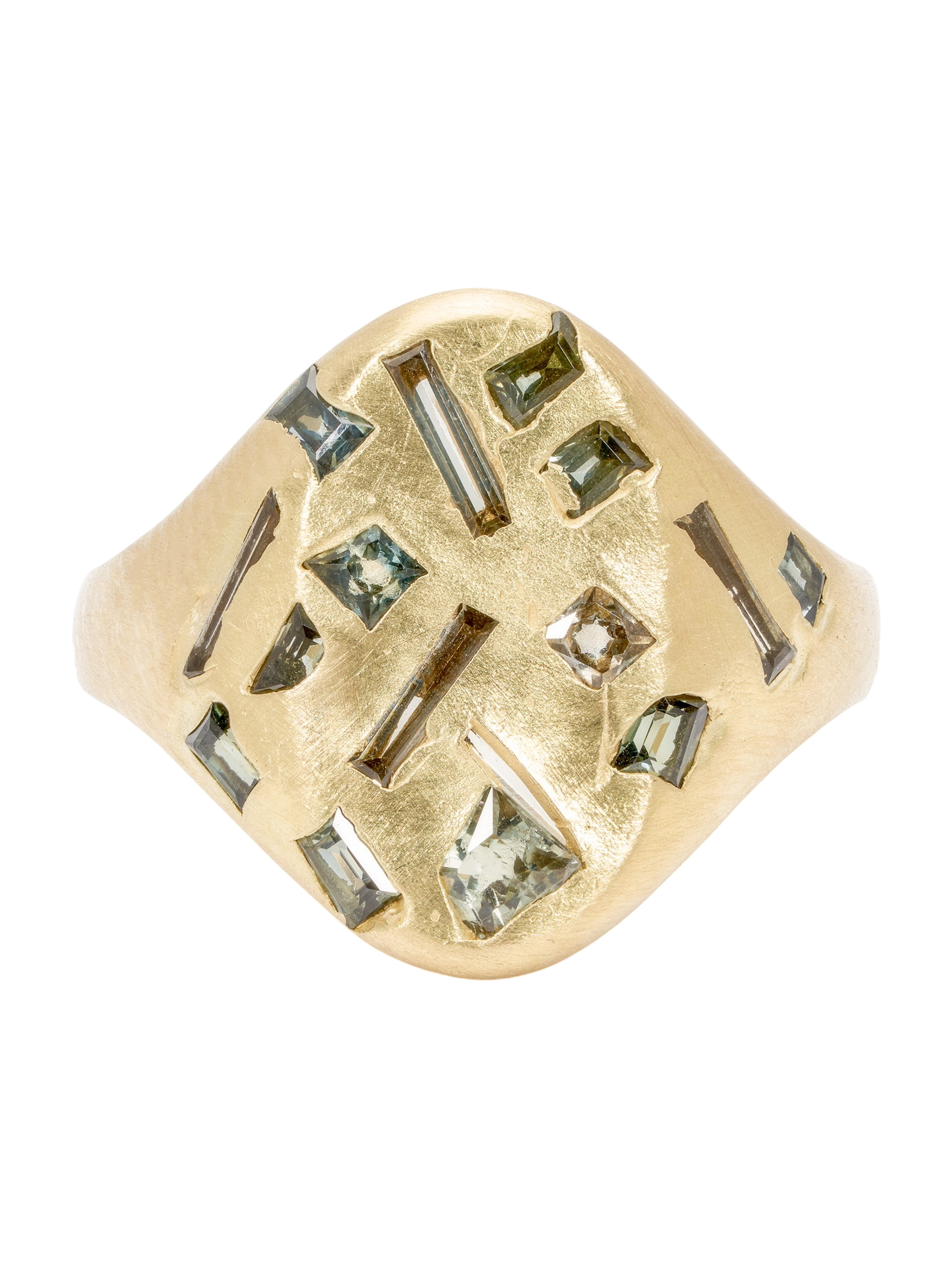 Green Mixed Cut Signet Ring photo