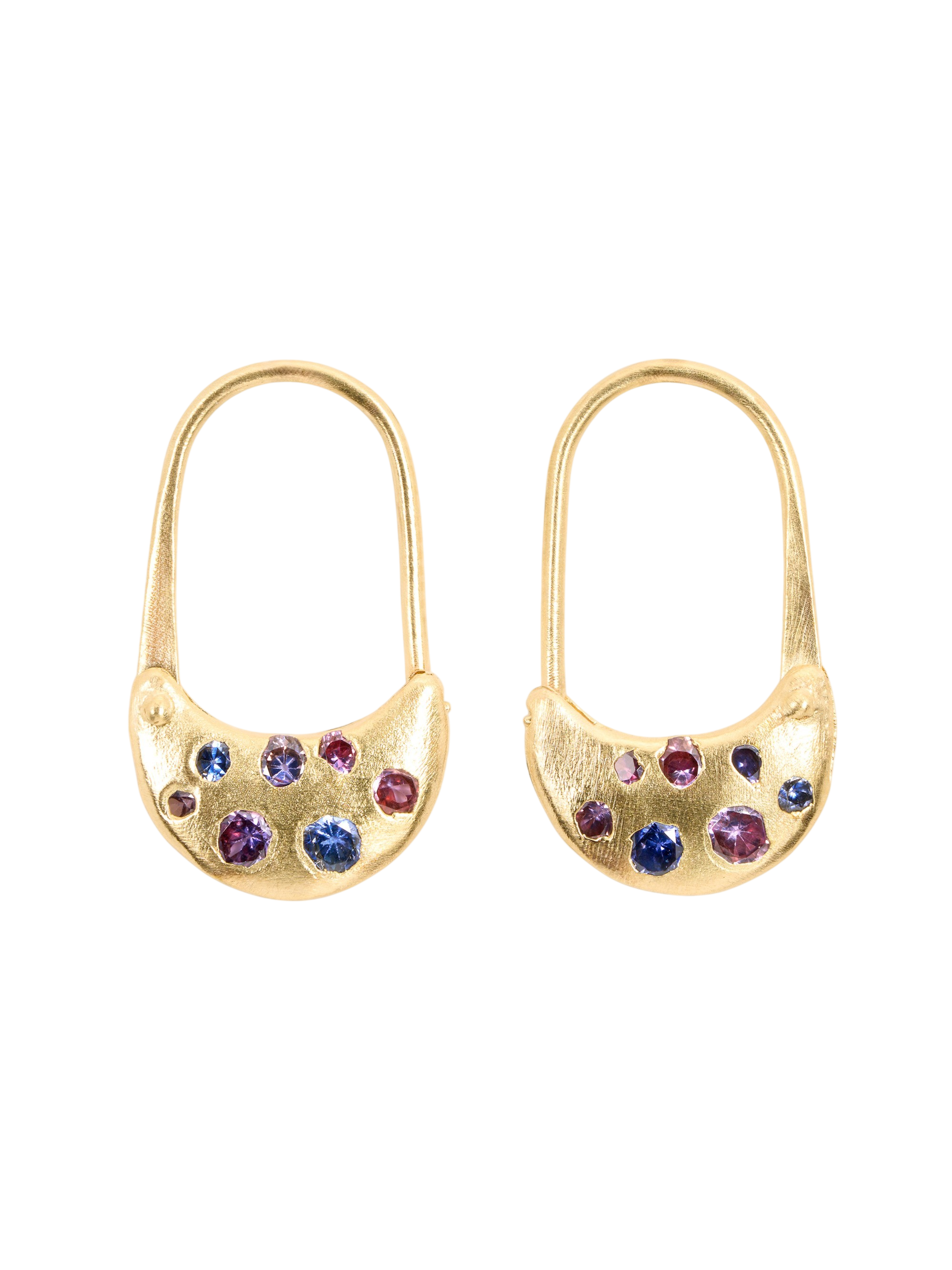 Blue & Purple Safety Pin Earrings photo