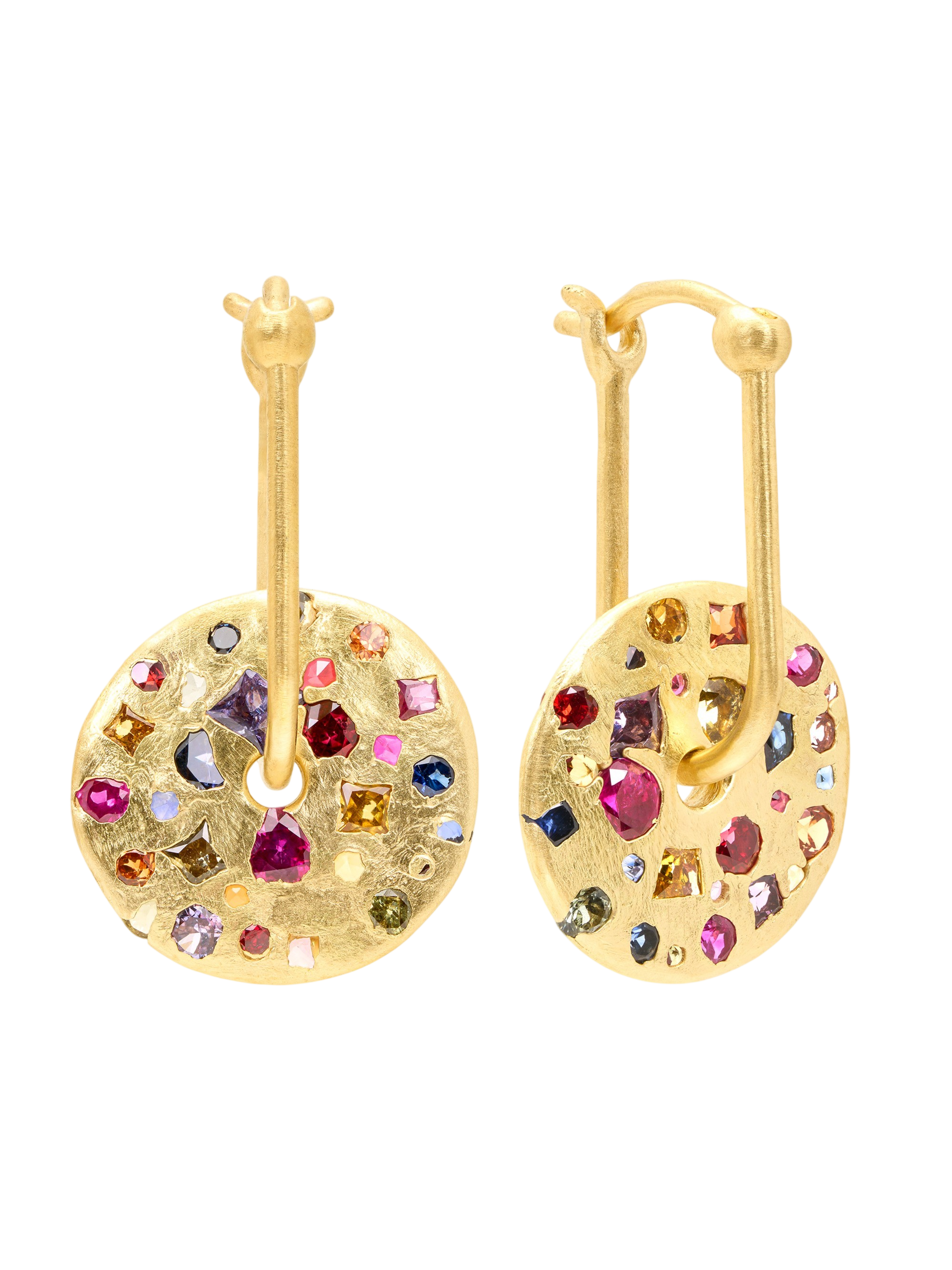 Rainbow Mixed Cut Ula Spinner Hoop Earrings photo