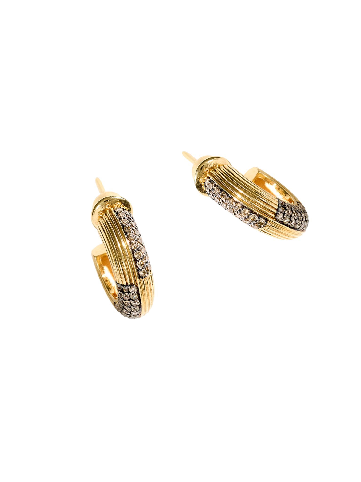 Chubby 1-2 cognac diamonds hoops