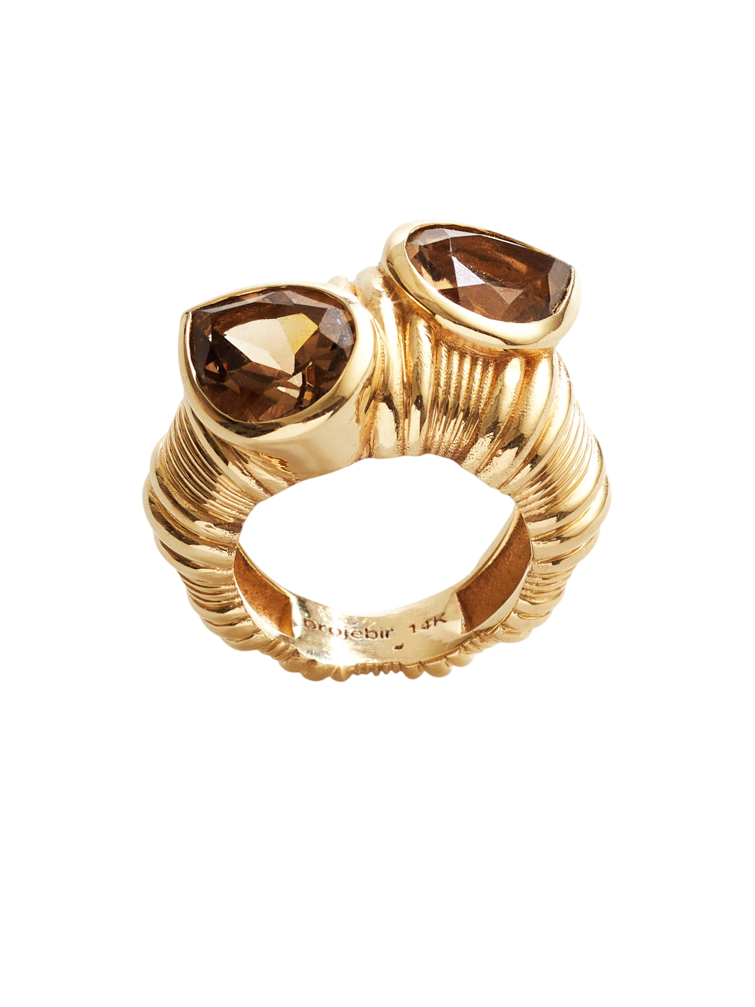 Pear stones chubby vertical textured ring