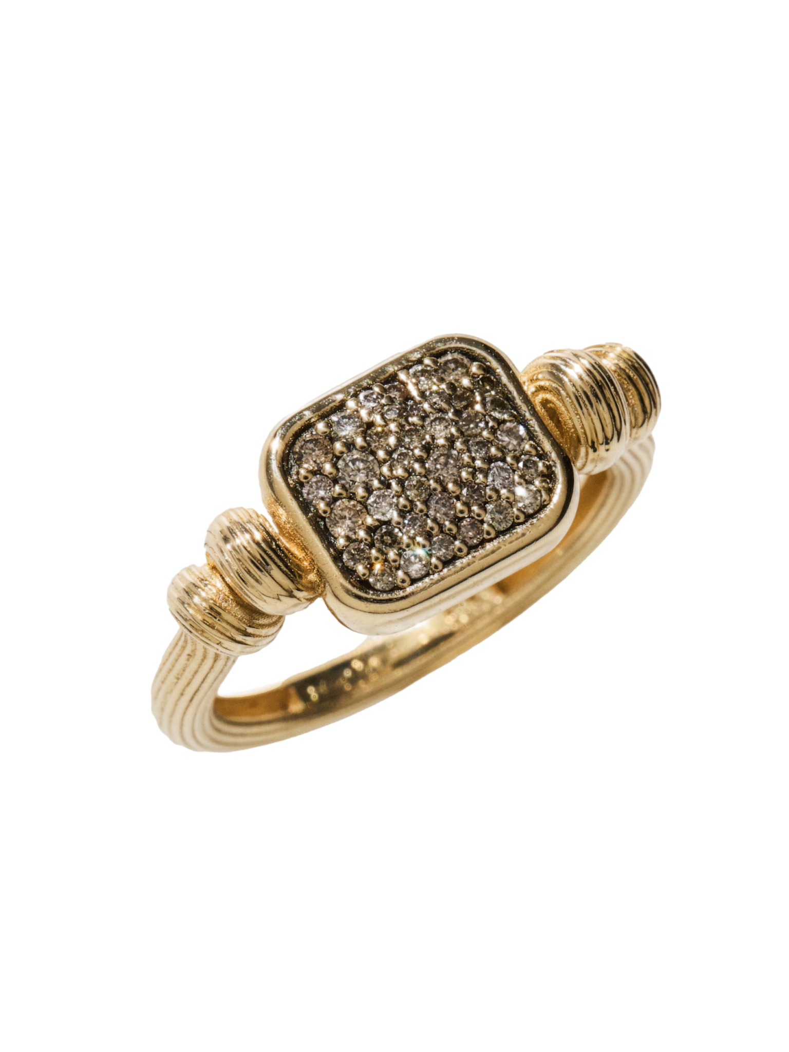 Swirl cognac diamonds ring