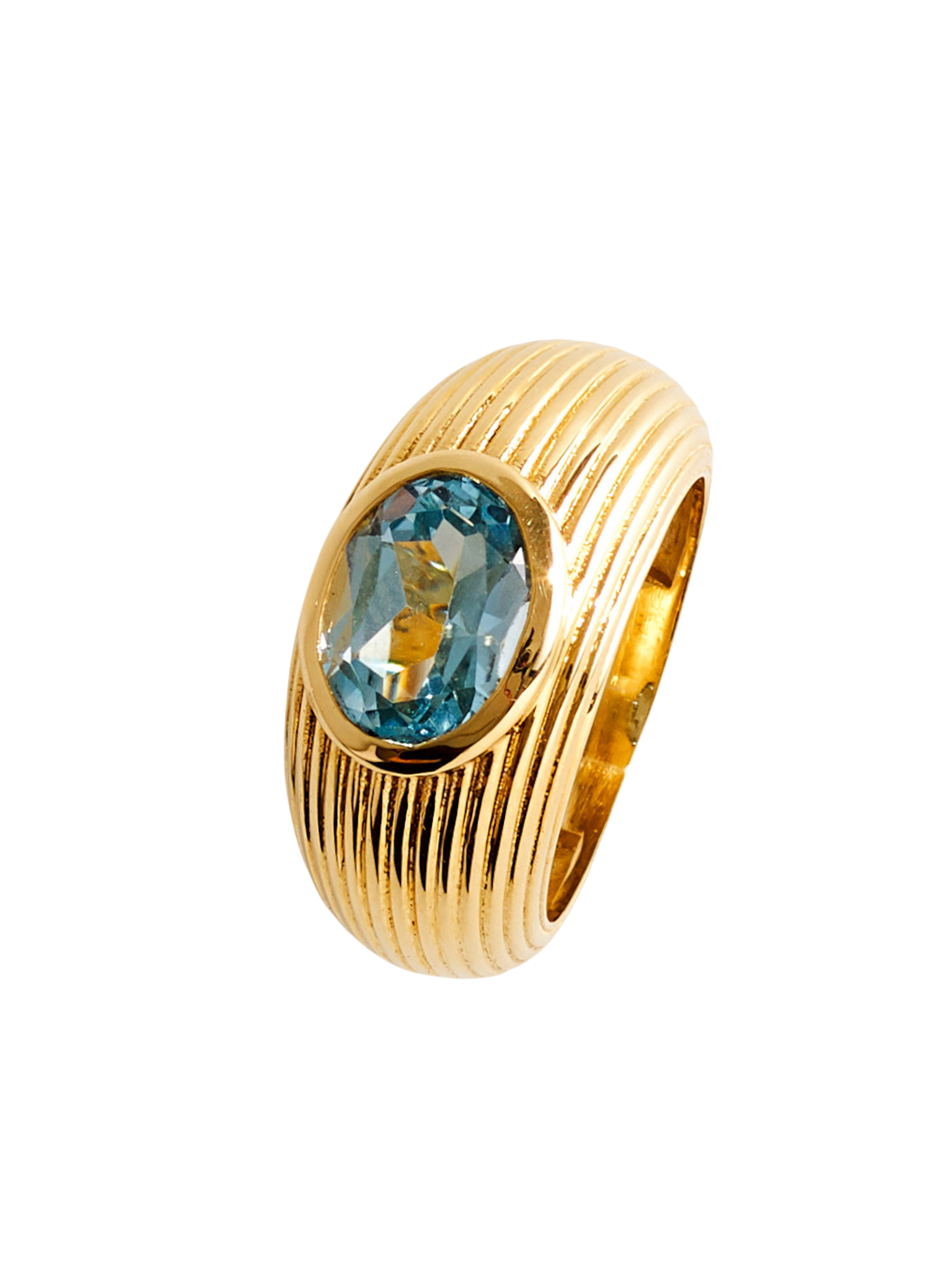 Extra chubby oval blue topaz ring