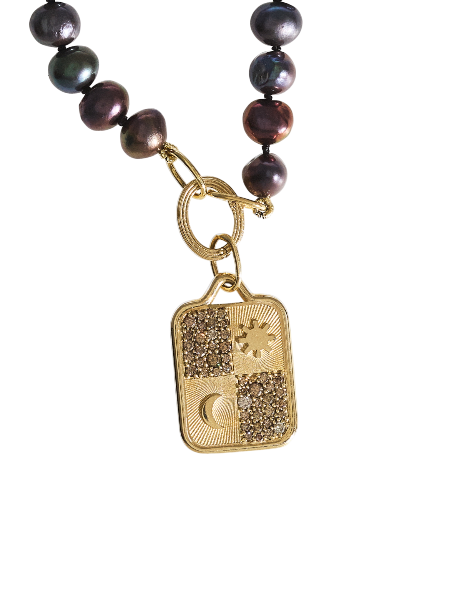 Cognac diamonds sun and moon pendant