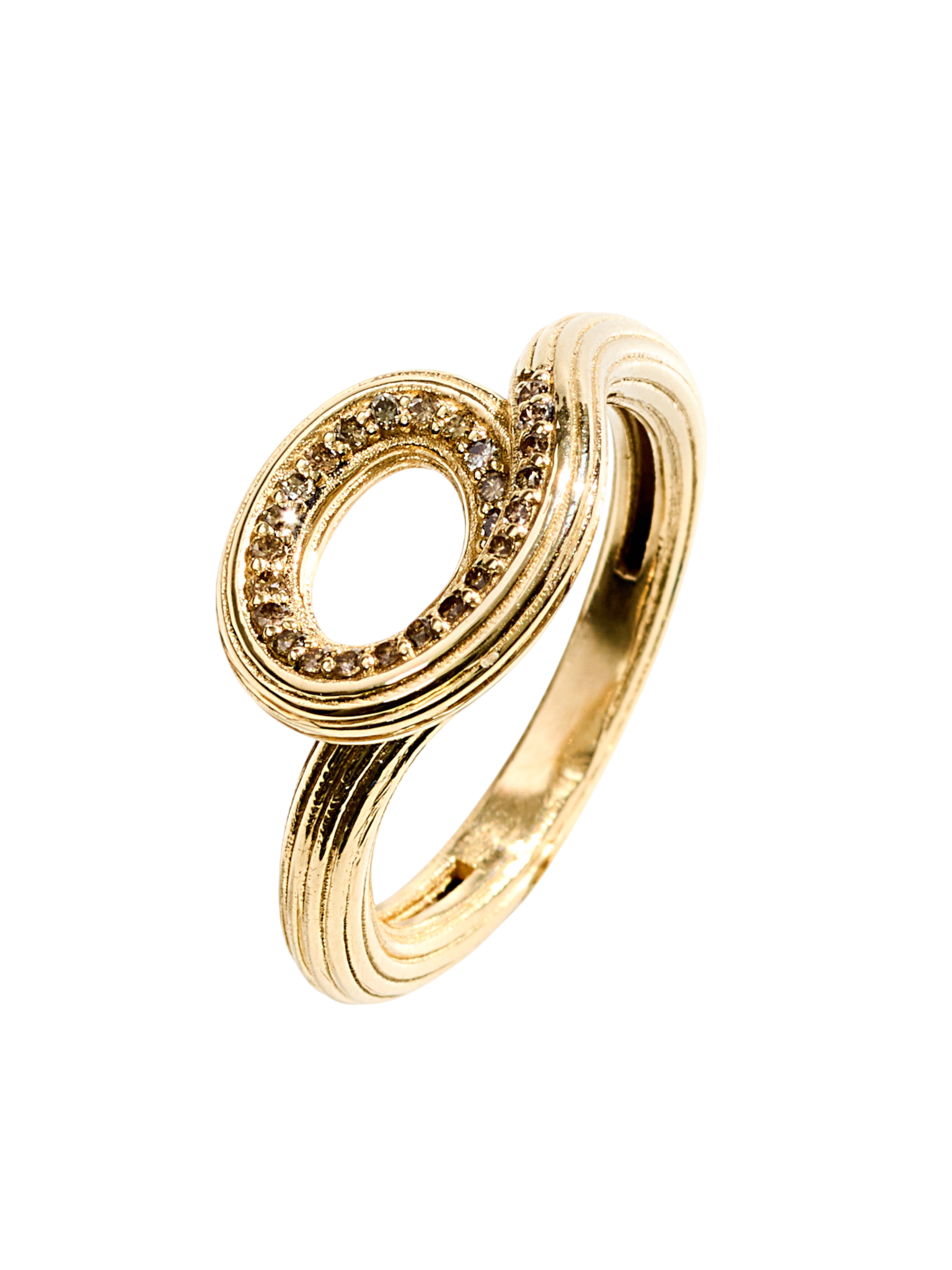 Wave cognac diamonds ring