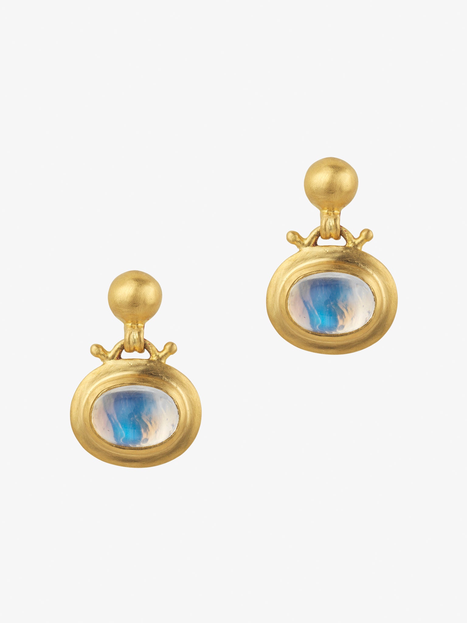 Small moonstone bell earrings