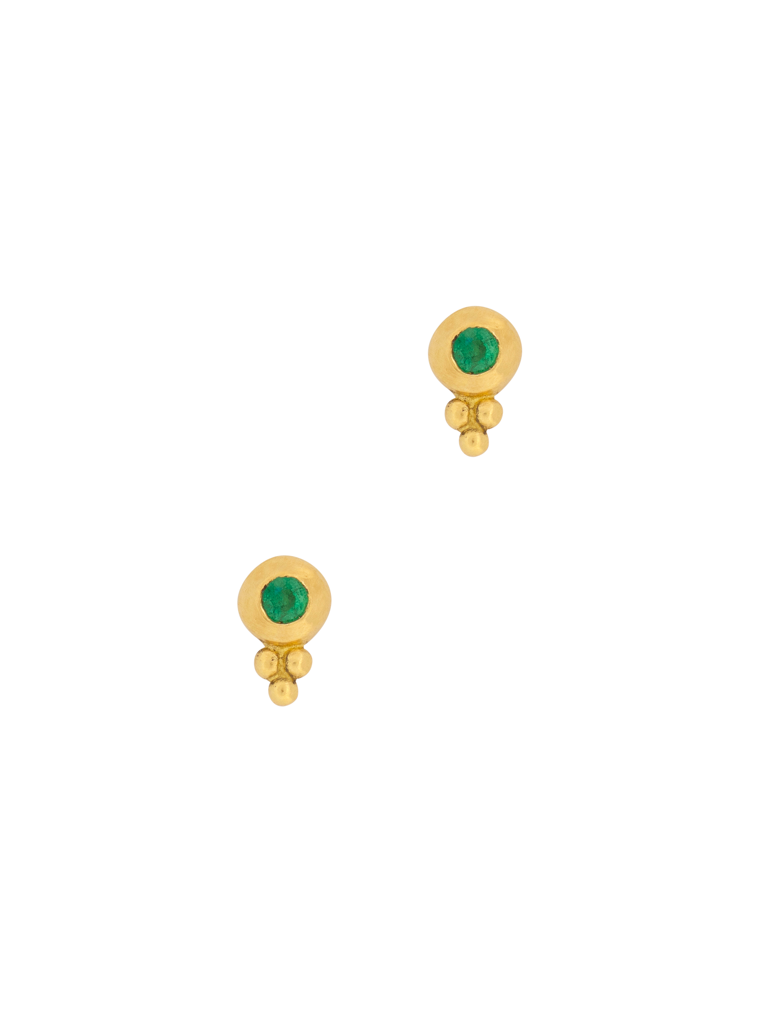 Small emerald lentil shaped bulla earrings