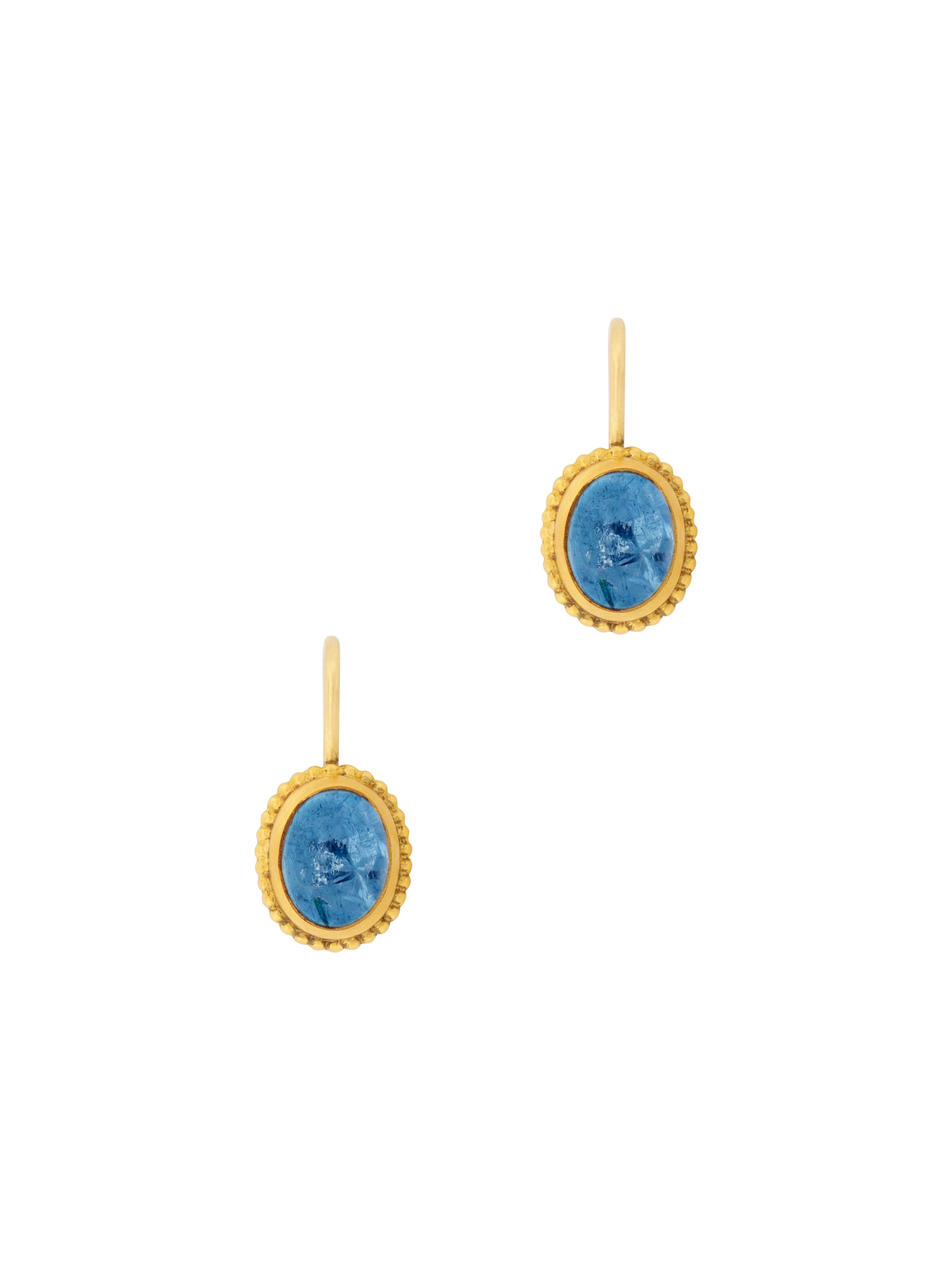 Aquamarine granulated hook earrings